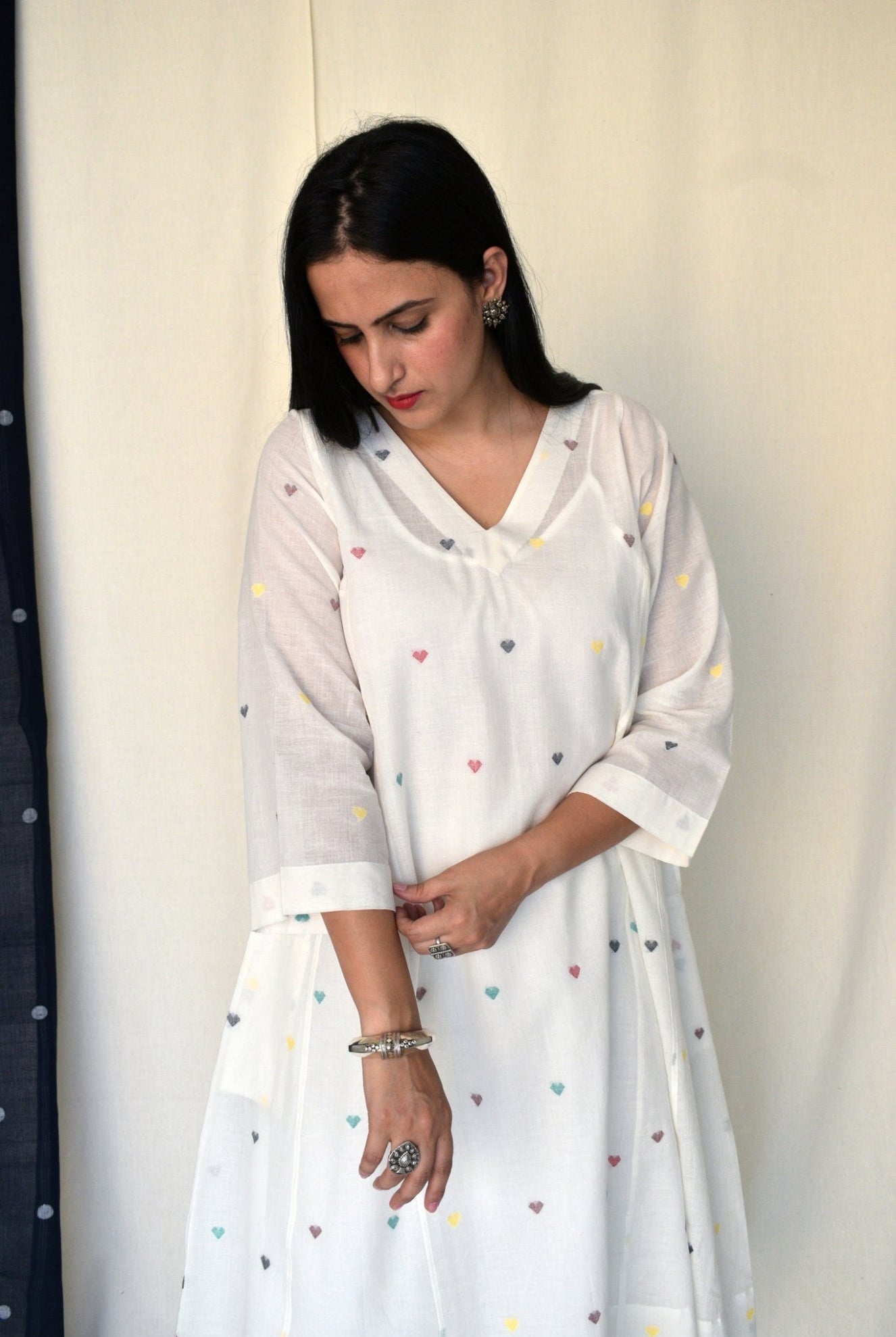 Pearl White Jamdani Phiran - CiceroniKurta, Everyday WearHouse of Moxa