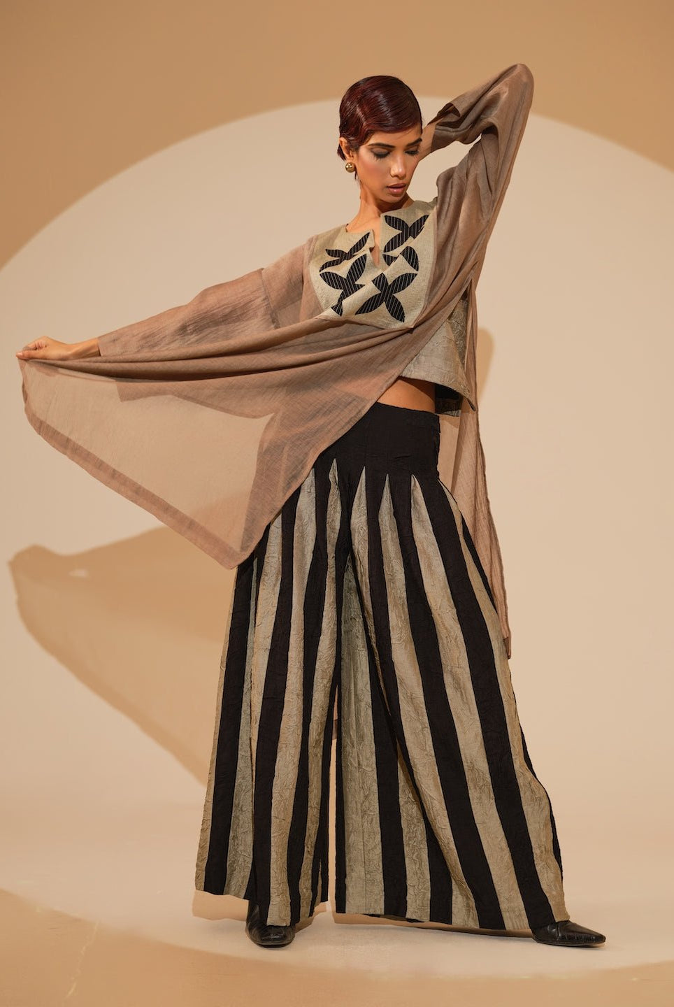 Pebble Tunic - Taupe and Black - CiceroniKurta, Festive WearStoique