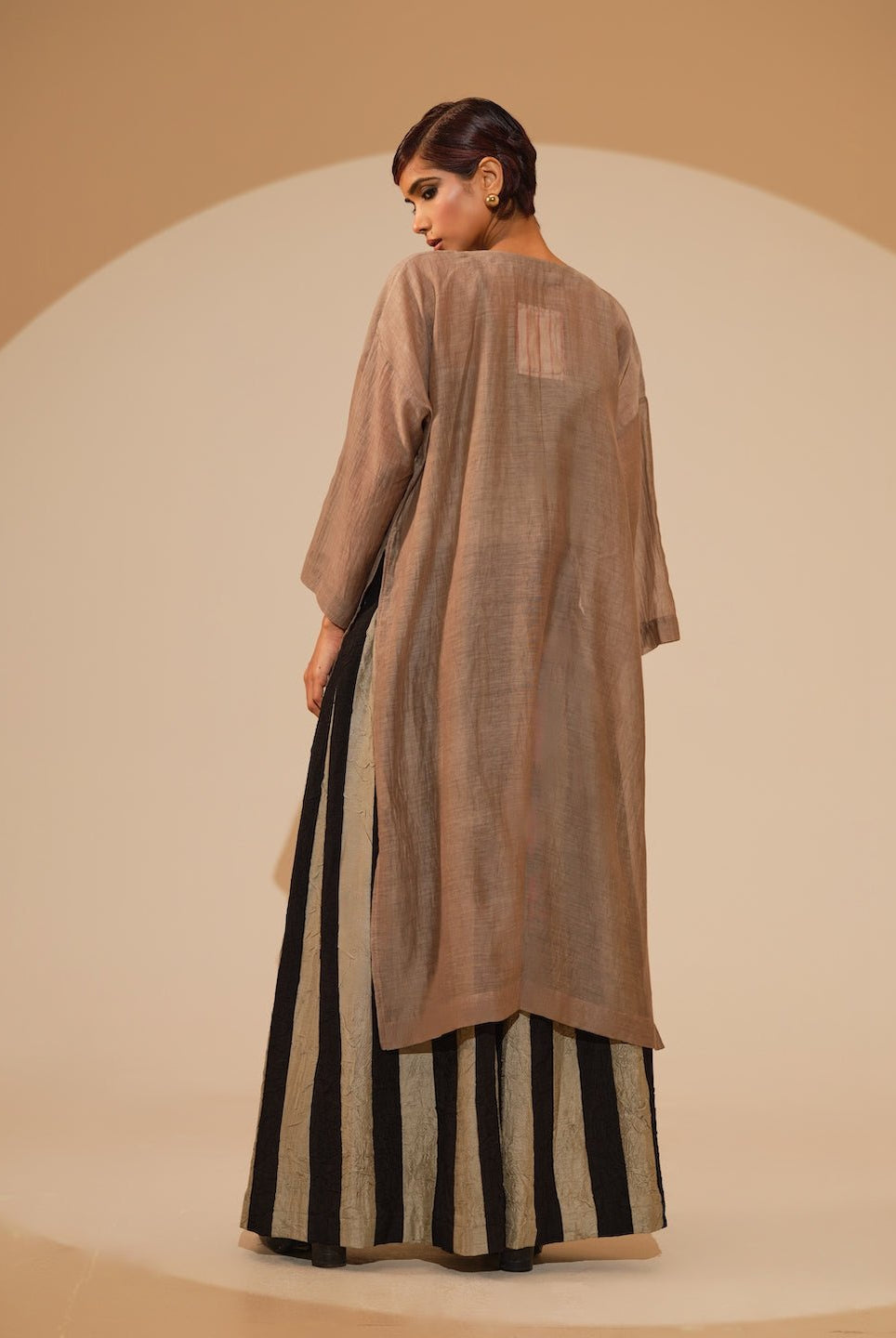 Pebble Tunic - Taupe and Black - CiceroniKurta, Festive WearStoique