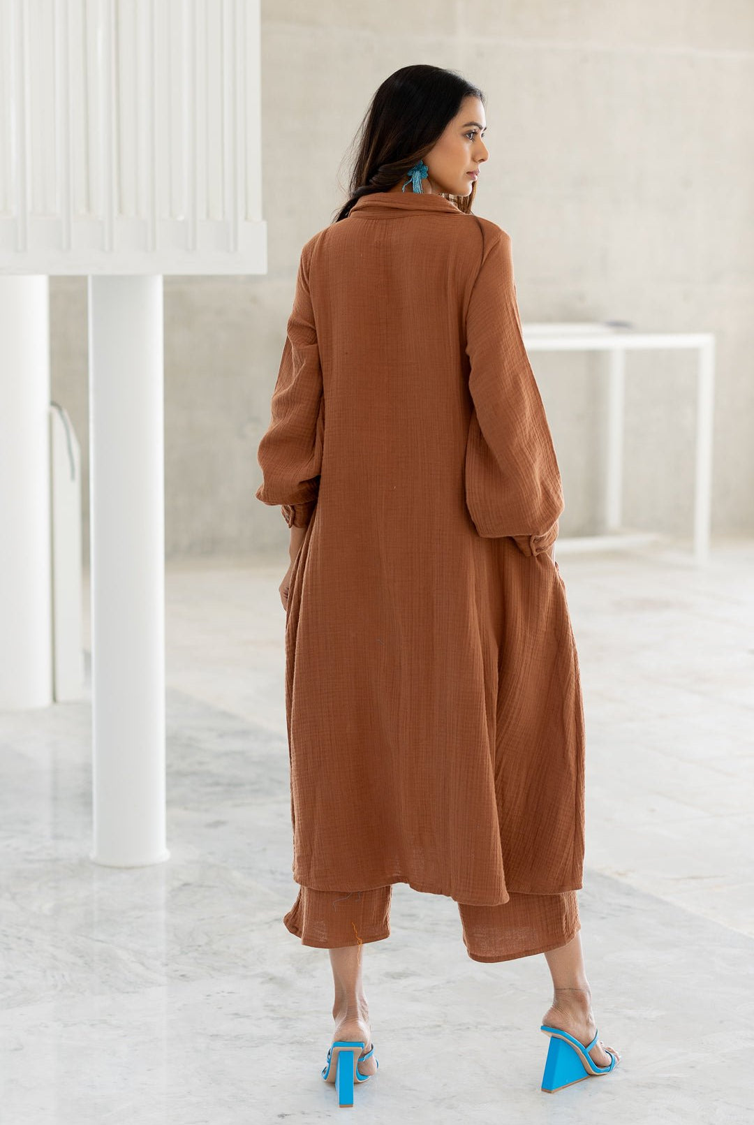 Pecan Brown Tunic Co - ord Set - CiceroniKurta Set, Everyday WearSilai Studio