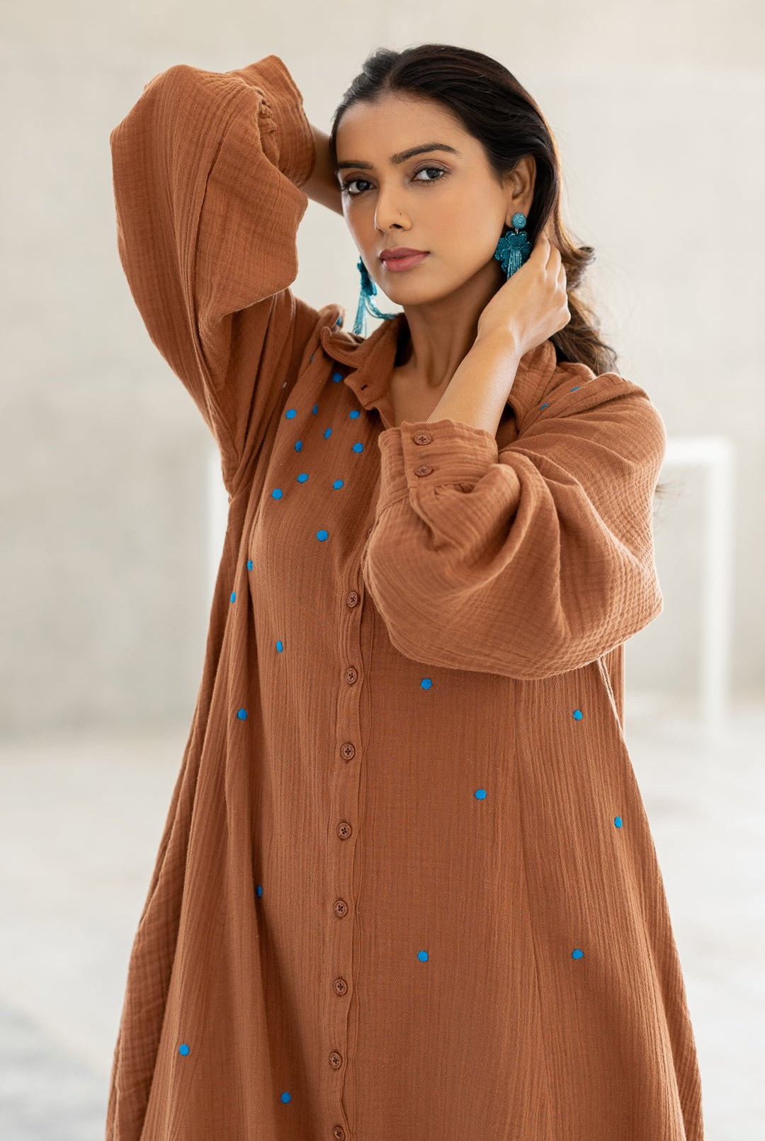 Pecan Brown Tunic Co - ord Set - CiceroniKurta Set, Everyday WearSilai Studio