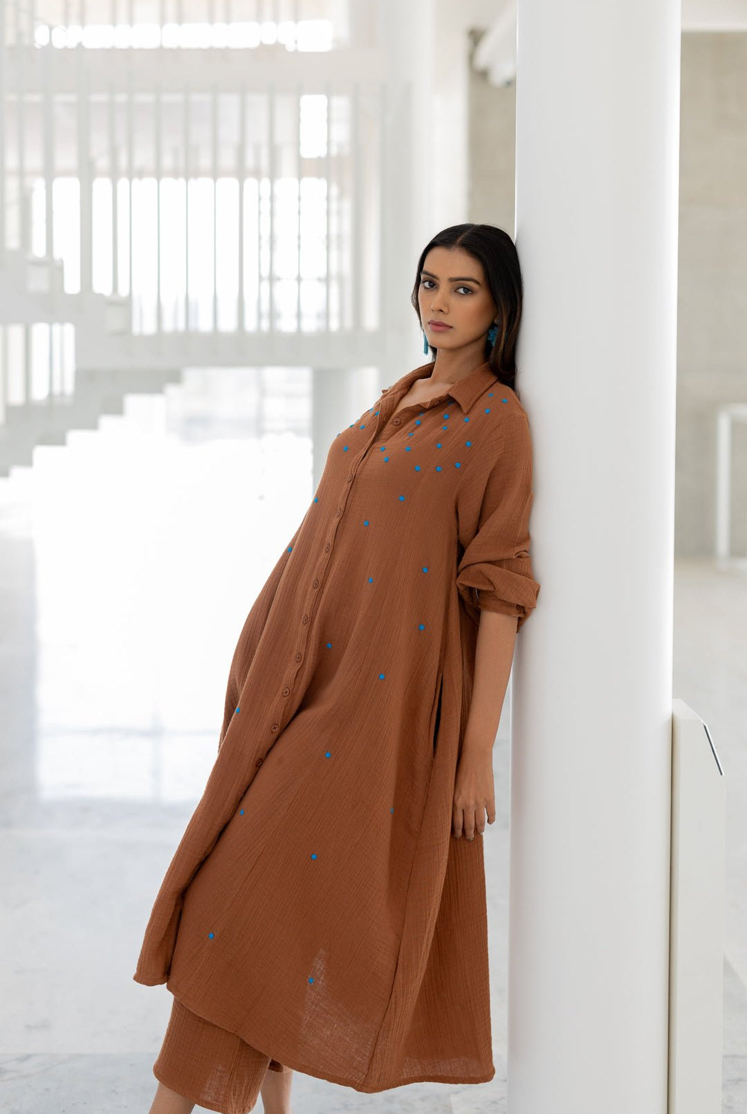 Pecan Brown Tunic Co - ord Set - CiceroniKurta Set, Everyday WearSilai Studio