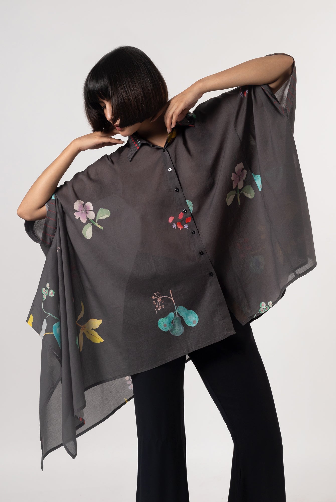 Pedru Charcoal Shirt - CiceroniWomen ShirtsShades of India