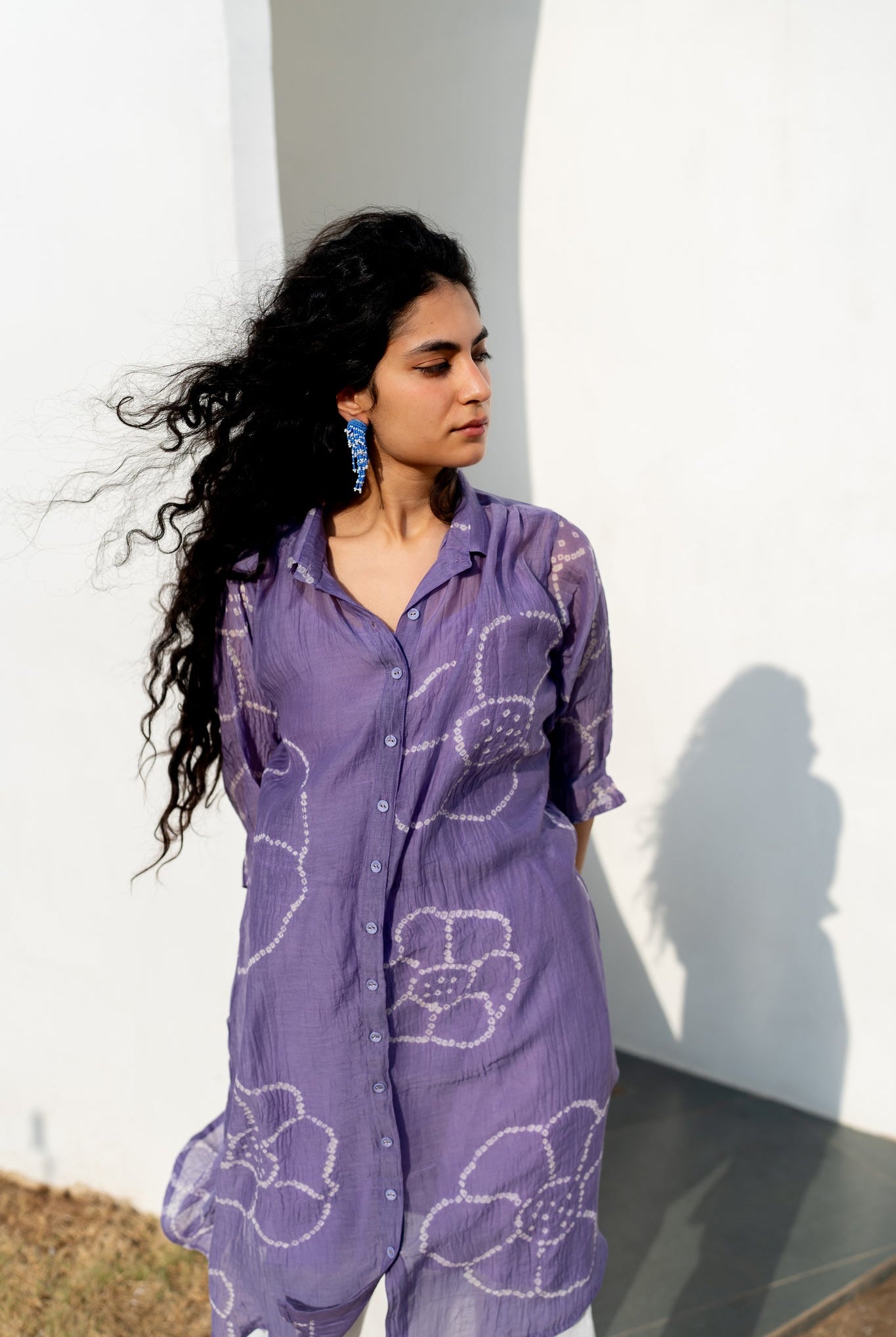 Periwinkle Bandhej Tunic - CiceroniTunicsSilai Studio