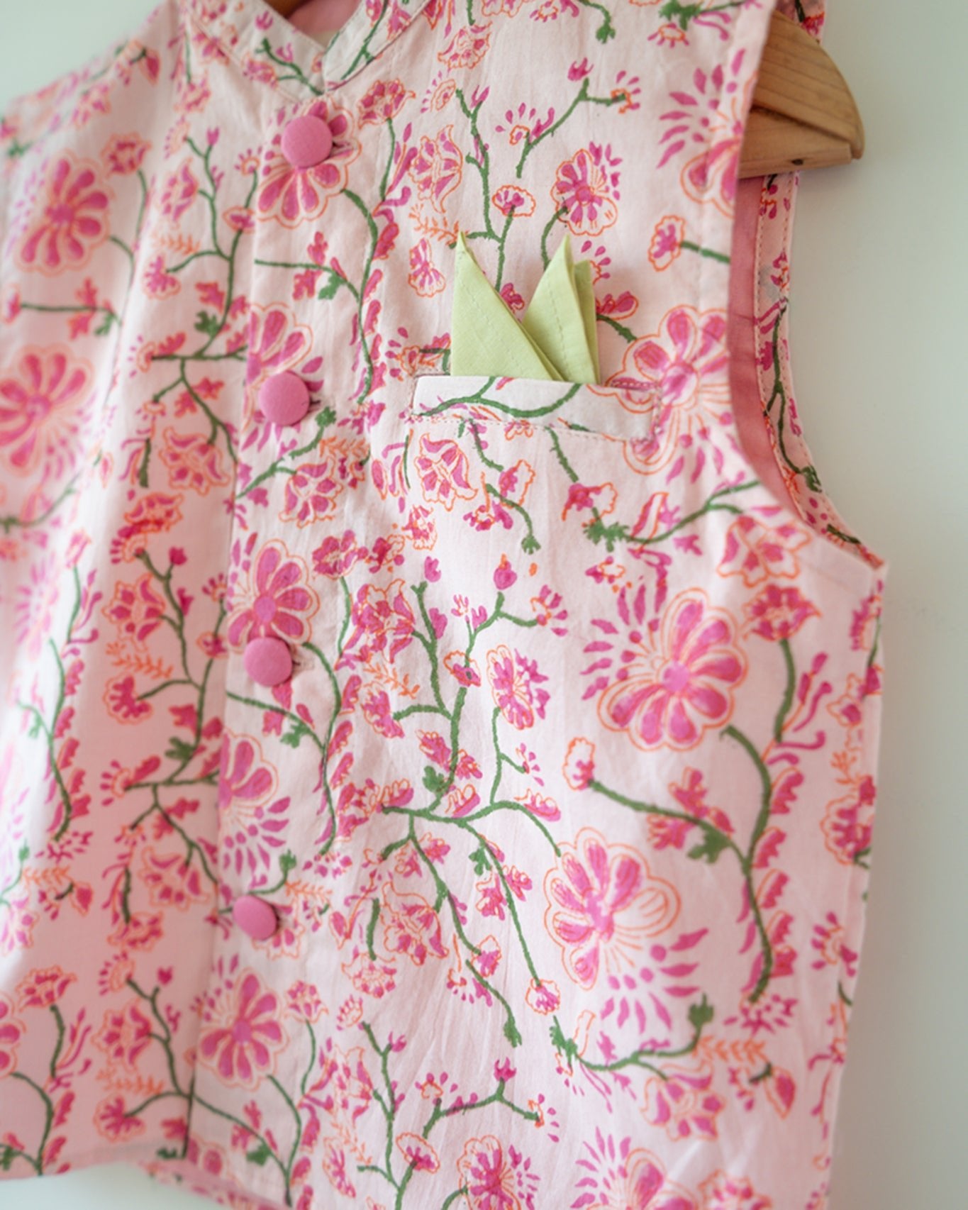Phool Cotton Pink Floral Bandi - CiceroniJacketsLove The World Today