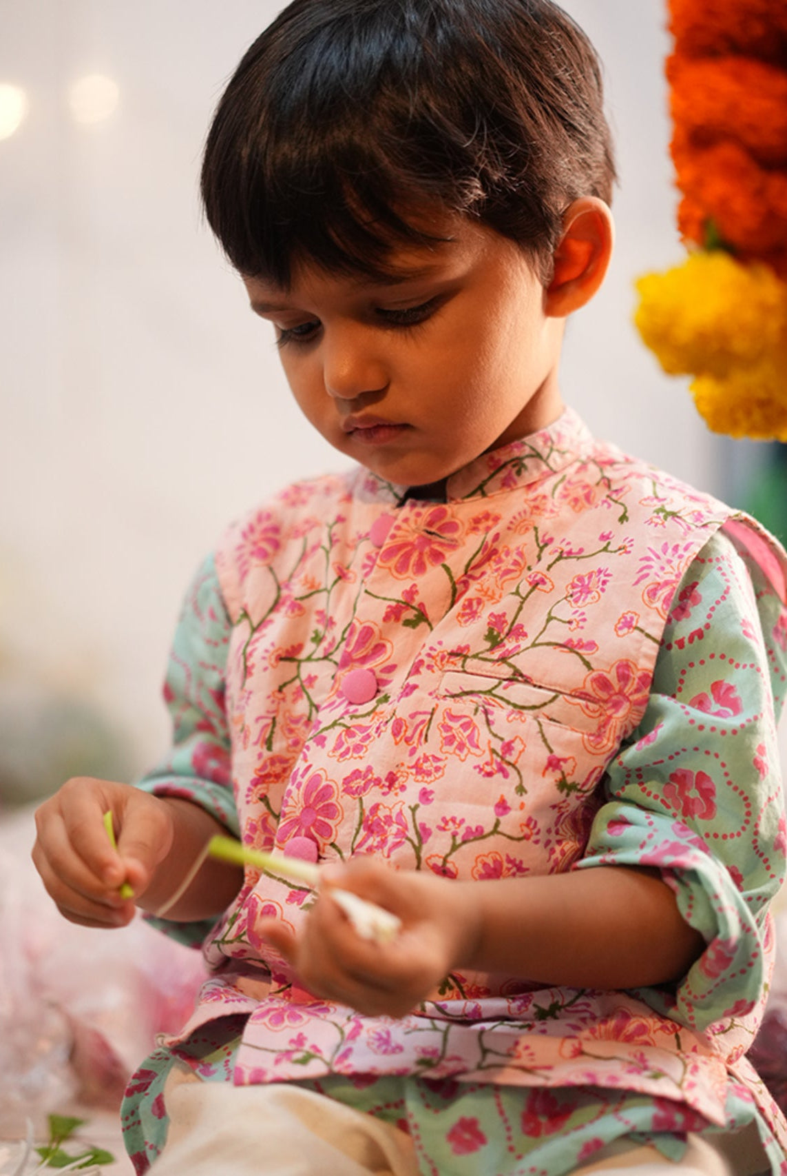 Phool Cotton Pink Floral Bandi - CiceroniJacketsLove The World Today