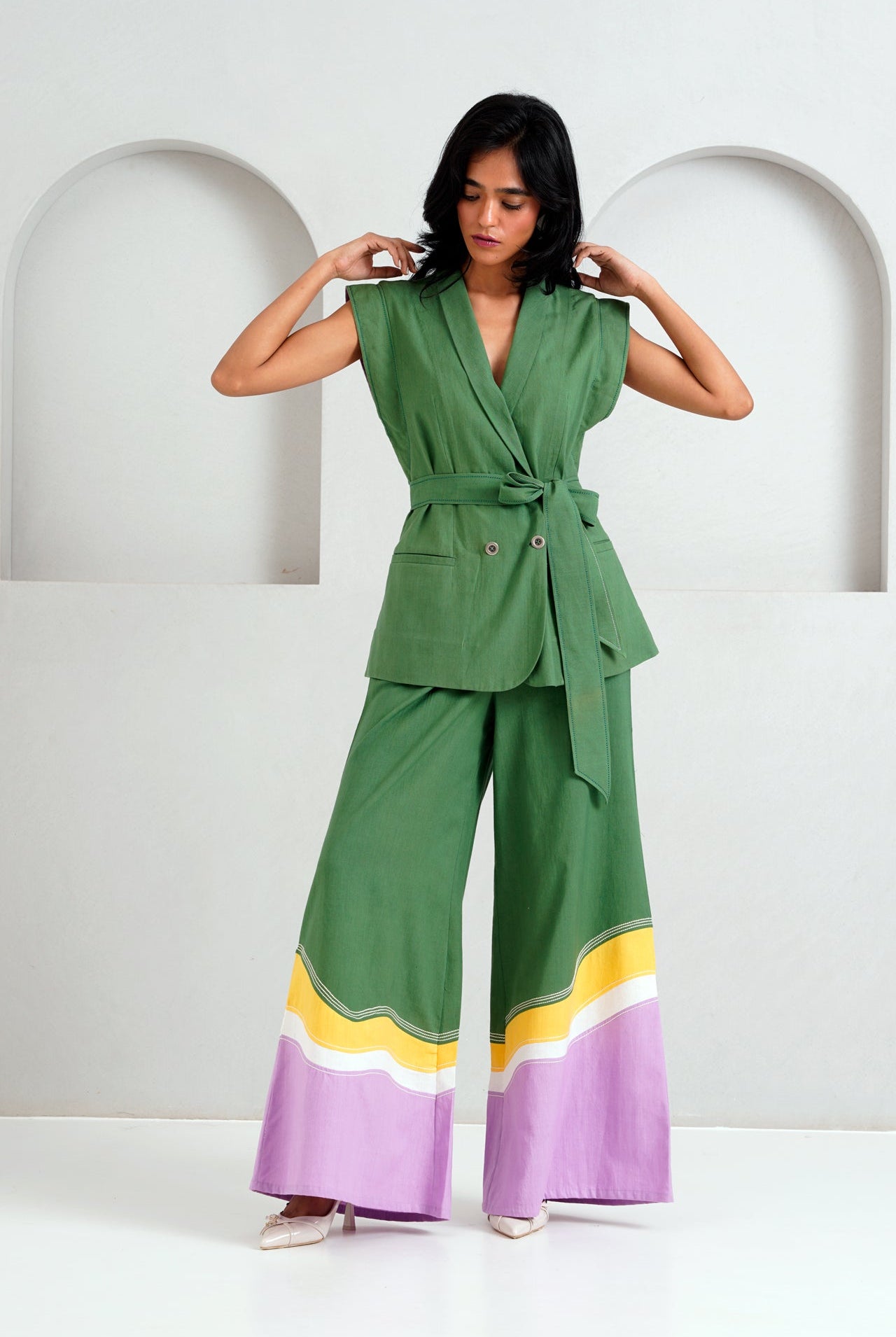 Pine Green Berlin - Retro Vest + Flared Pants - CiceroniCo - ord SetMadder Much