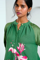 Pine Green Suvi Set - Embroidered Tunic + Pants - CiceroniKurta SetMadder Much