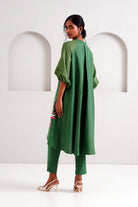 Pine Green Suvi Set - Embroidered Tunic + Pants - CiceroniKurta SetMadder Much
