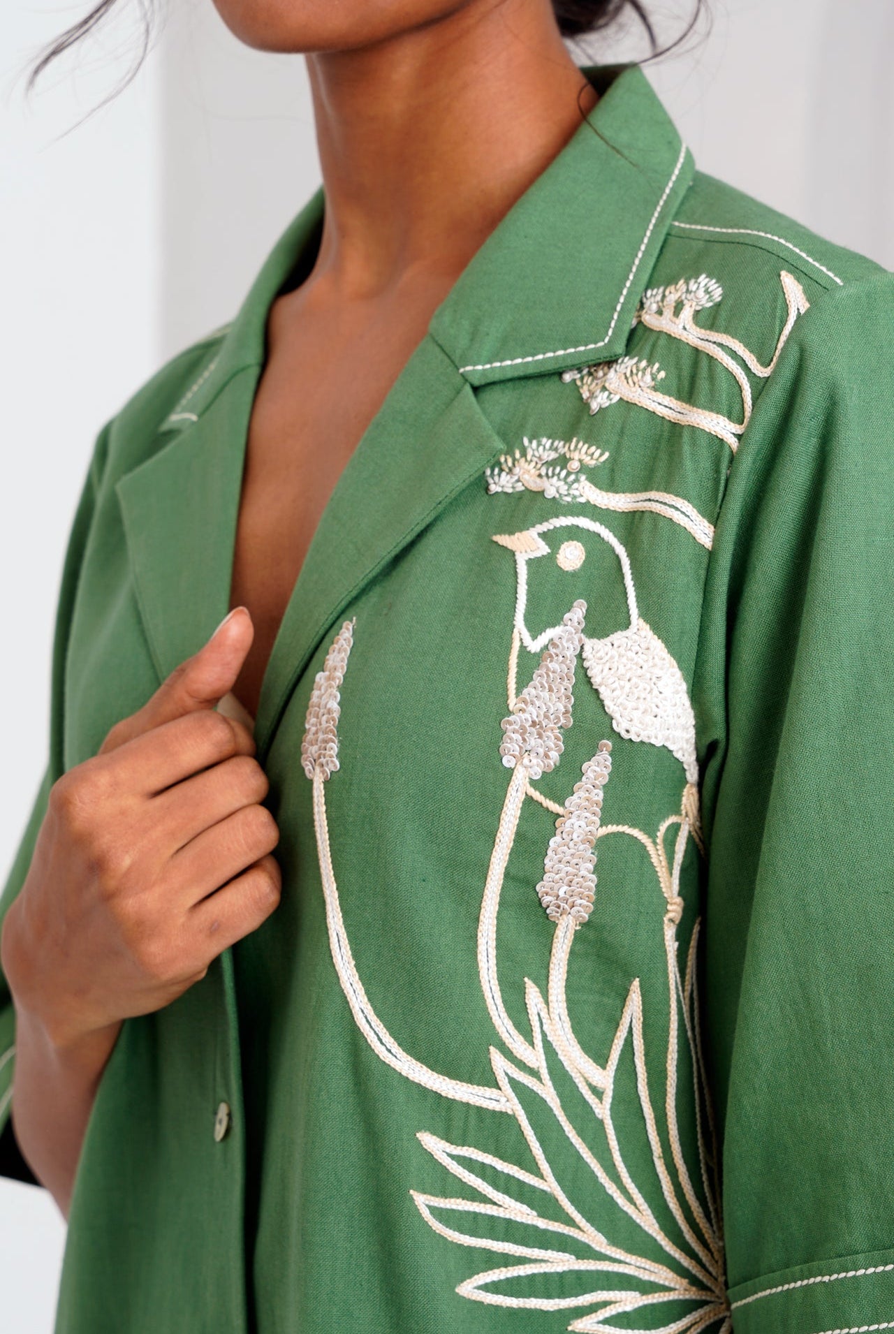 Pine Green Taiwo - Embroidered Shirt Dress - CiceroniDressesMadder Much