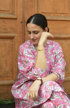 Pink and White Hand Block Printed Anti Fit Co - ord Set - CiceroniKurta Set, Everyday WearHouse of Moxa
