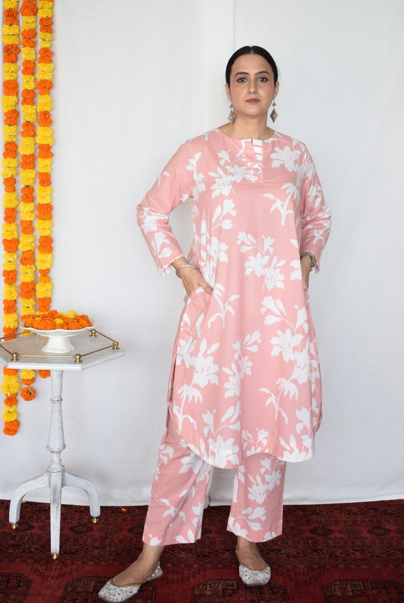 Pink Floral Co - ord Set - CiceroniKurta Set, Everyday WearHouse of Moxa