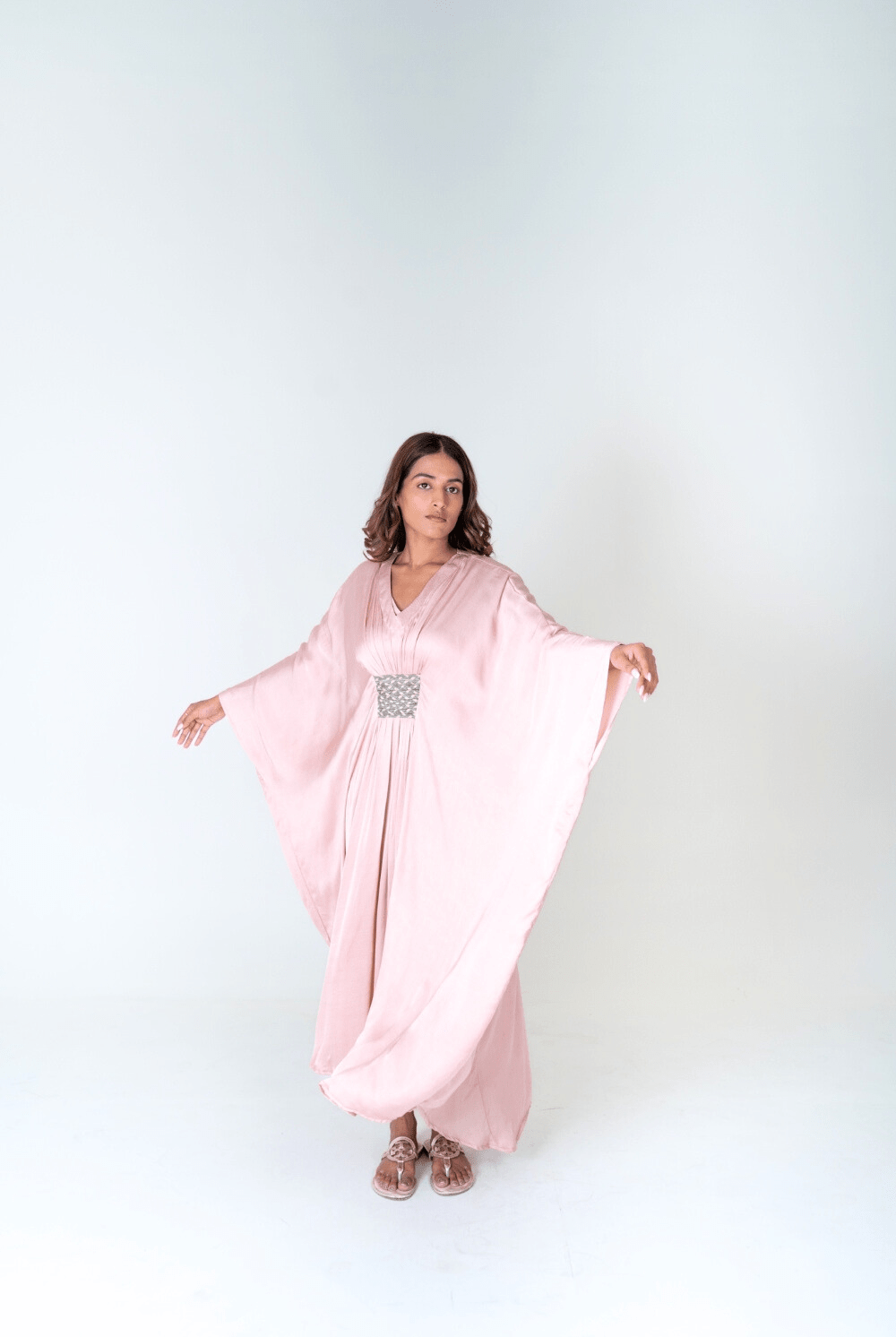 Pink - Green Braided Long Kaftan - RTS - CiceroniKaftanNeora by NC