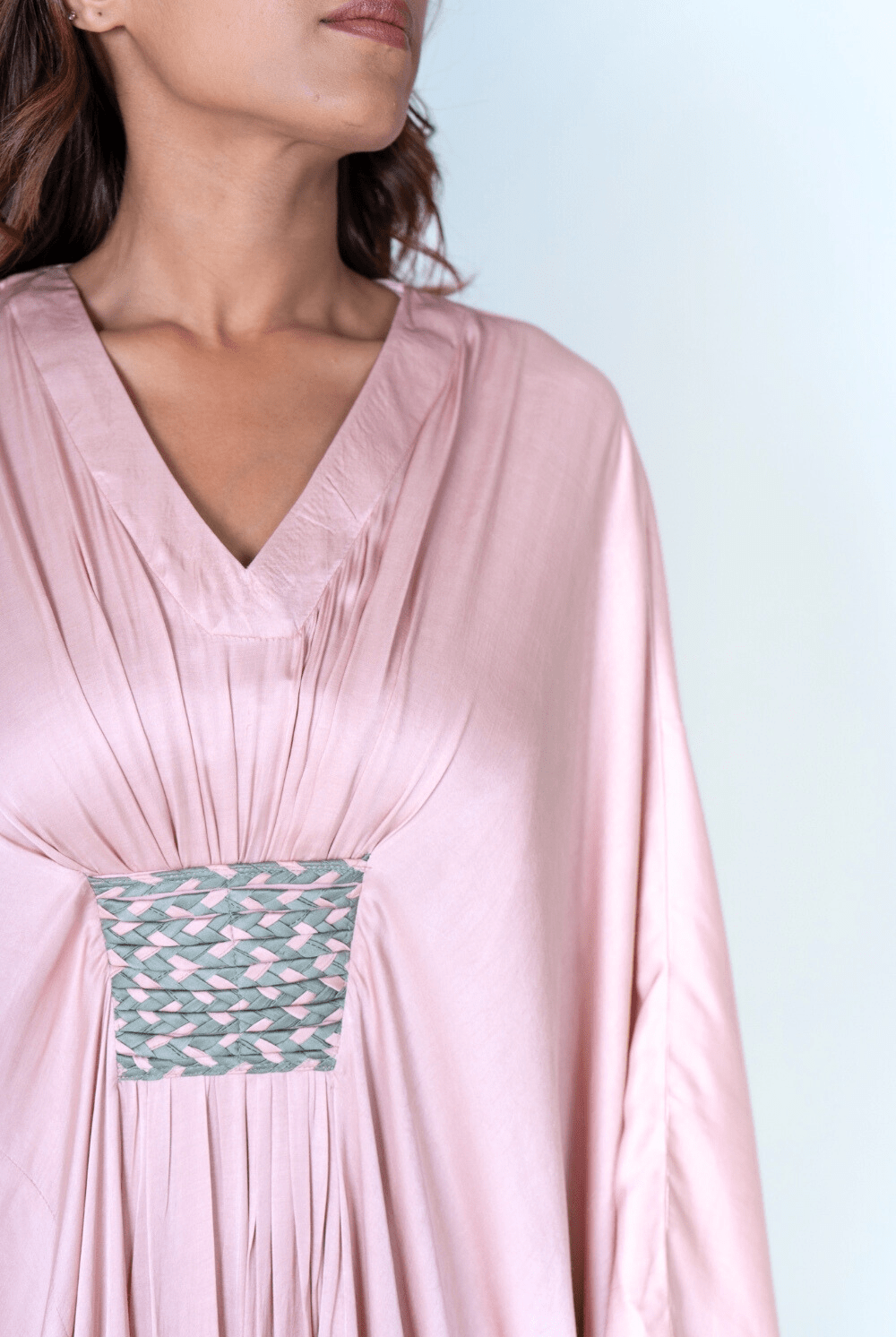 Pink - Green Braided Long Kaftan - RTS - CiceroniKaftanNeora by NC