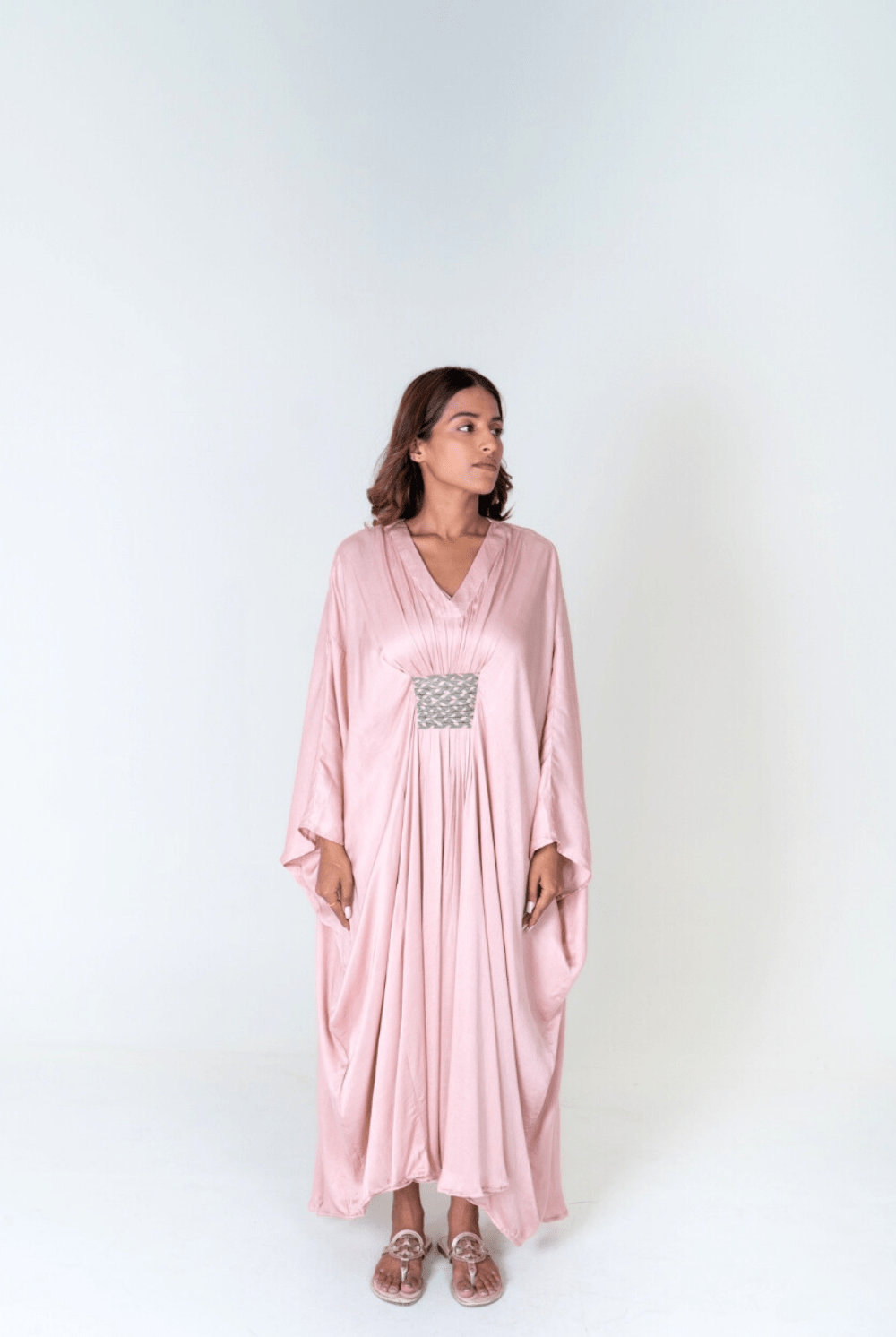 Pink - Green Braided Long Kaftan - RTS - CiceroniKaftanNeora by NC