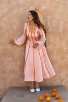 Pink Maxi Dress - Orange Braids - CiceroniDressesNeora