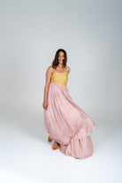 Pink - Yellow Braided Bustier Gather Gown - CiceroniDressesNeora