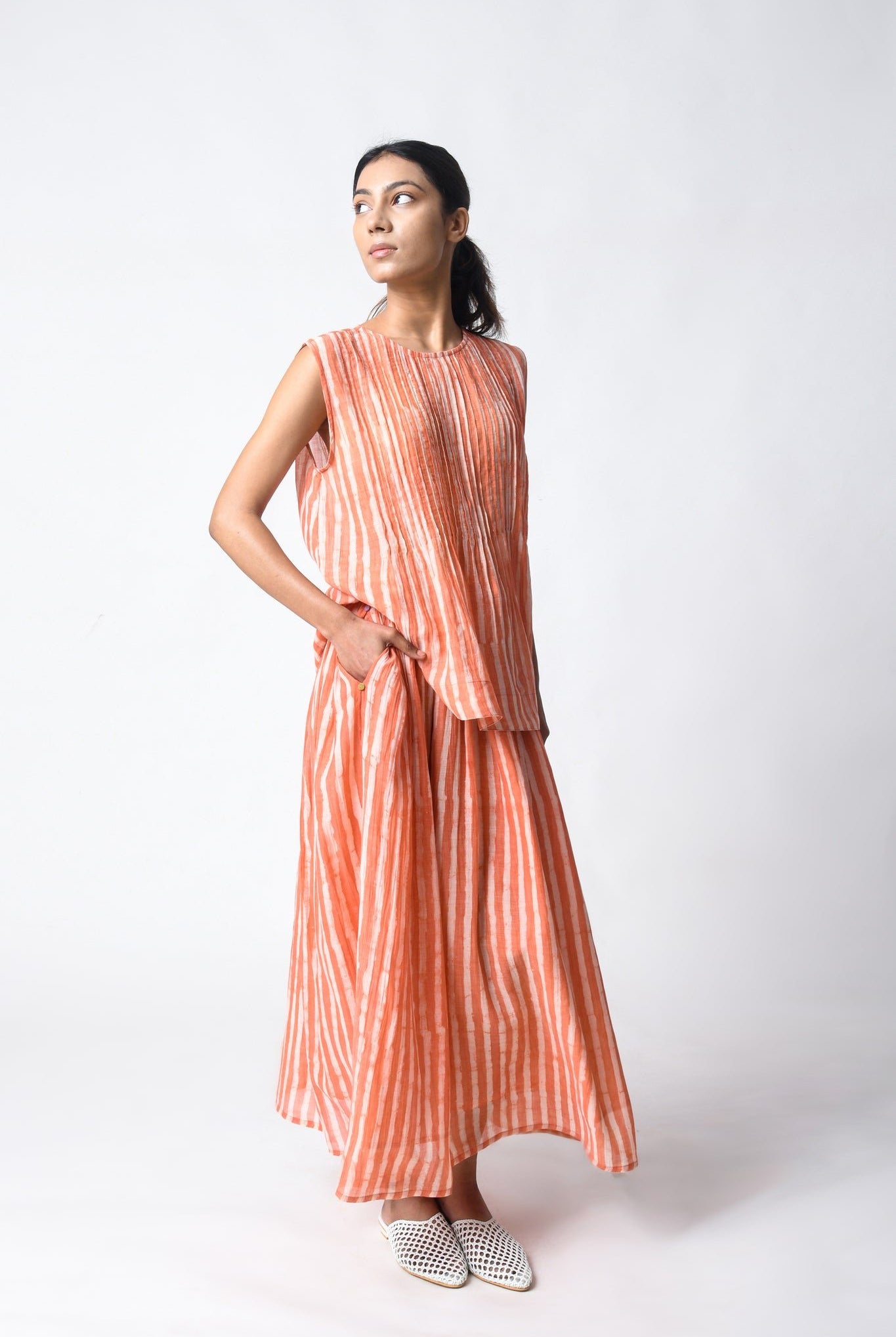 Pintuck Coral Cord Set - CiceroniSkirt SetJayati Goenka