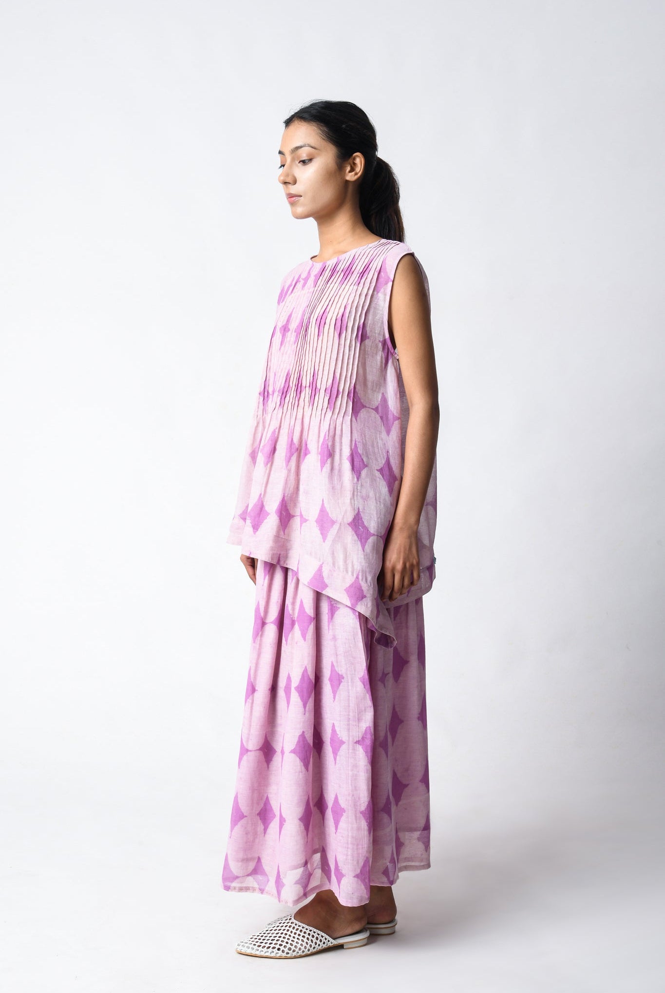 Pintuck Plum Cord Set - CiceroniSkirt SetJayati Goenka