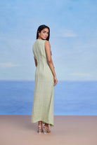 Pista Linen Drape Dress - CiceroniDressesSaphed