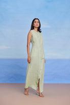 Pista Linen Drape Dress - CiceroniDressesSaphed