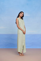 Pista Linen Drape Dress - CiceroniDressesSaphed