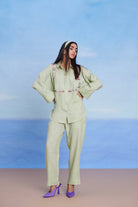 Pista Linen Oversized Flared Shirt Set - CiceroniCo - ord SetSaphed