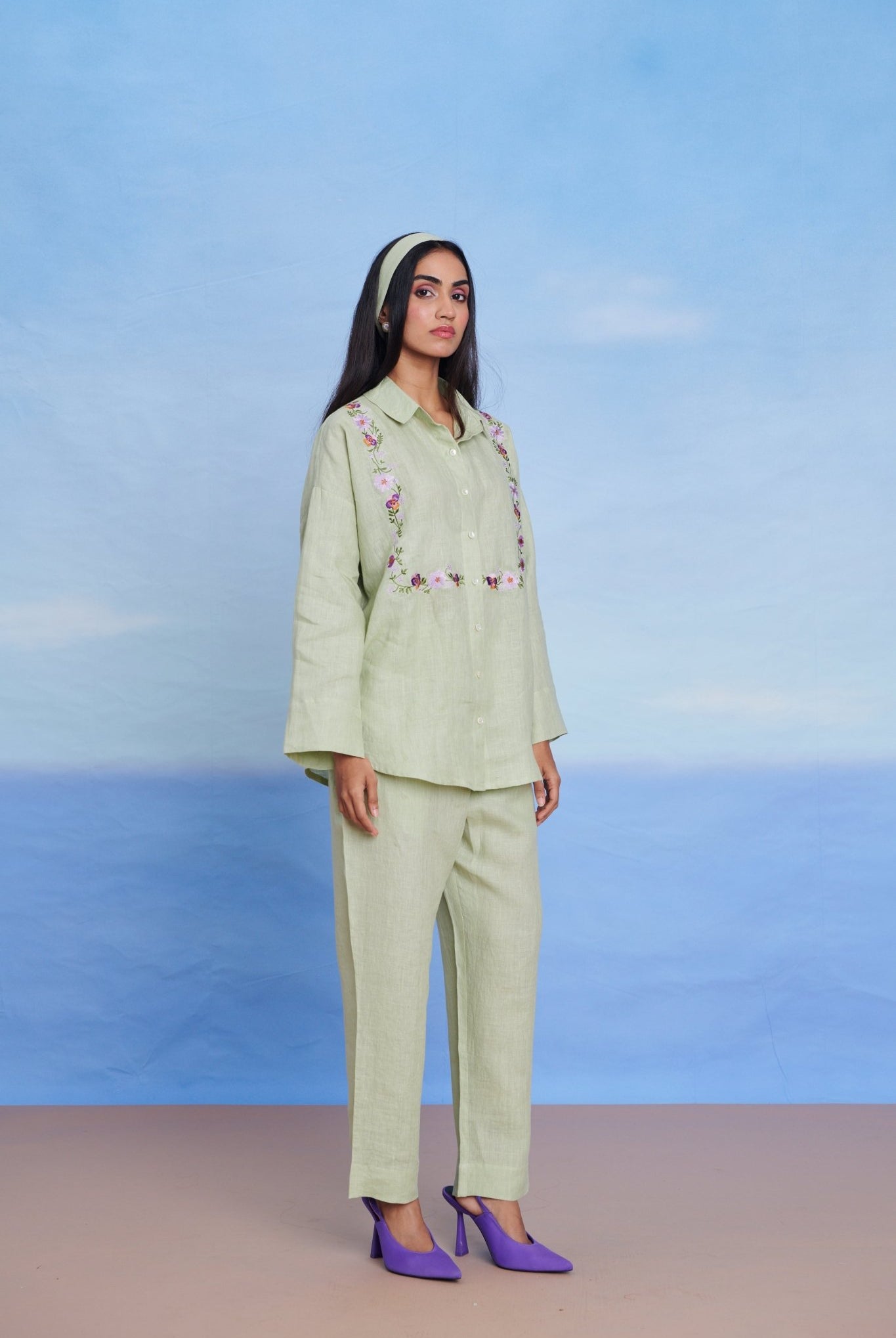 Pista Linen Oversized Flared Shirt - CiceroniShirtsSaphed