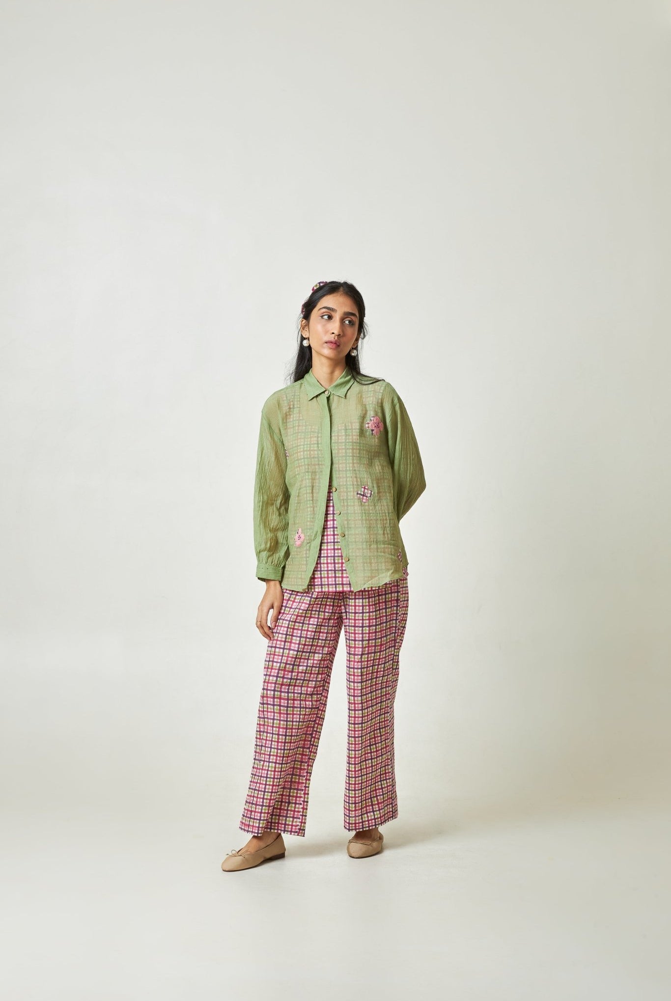 Pistachio Embroidered Shirt - CiceroniShirtPants and Pajamas