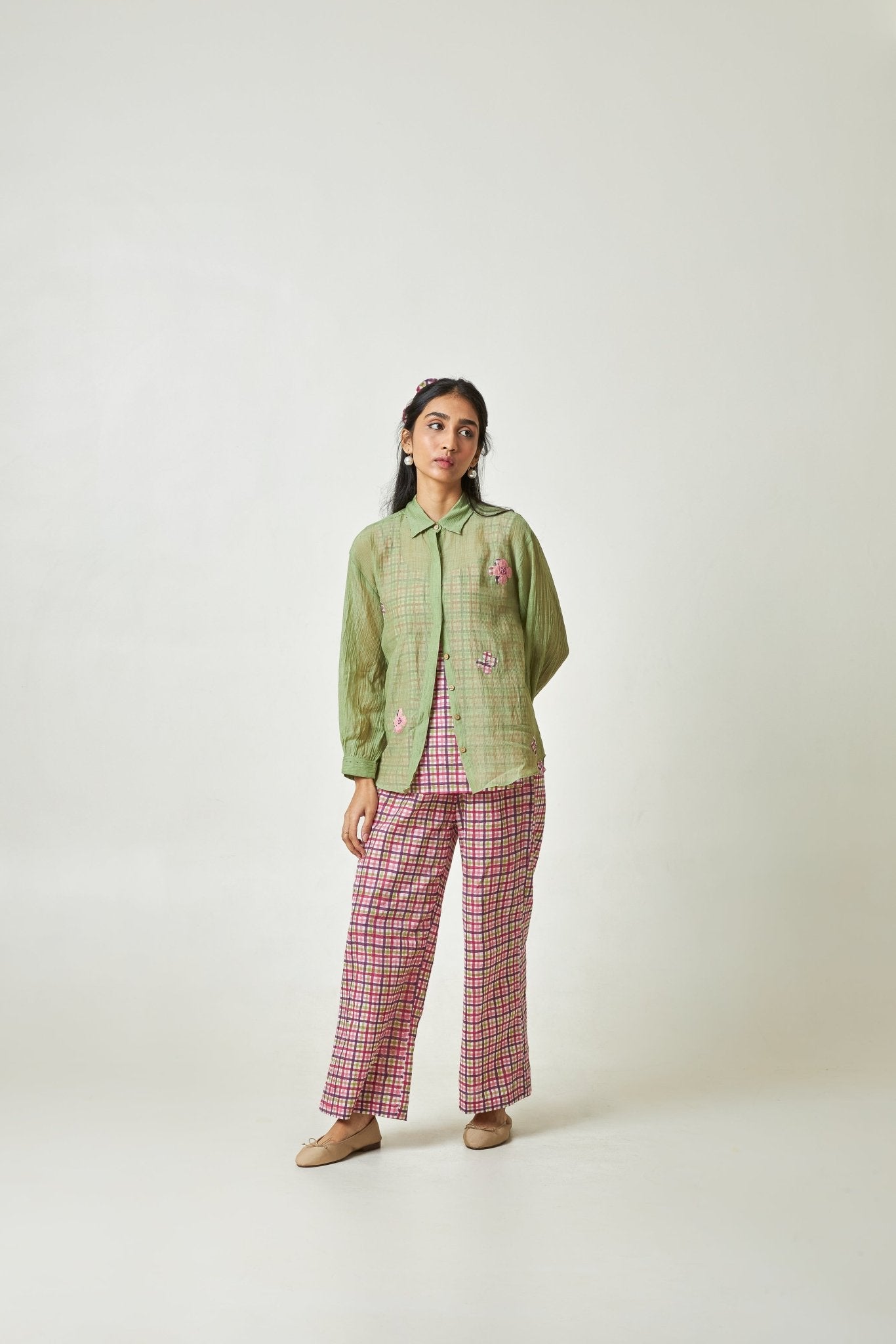 Pistachio Embroidered Shirt - CiceroniShirtPants and Pajamas