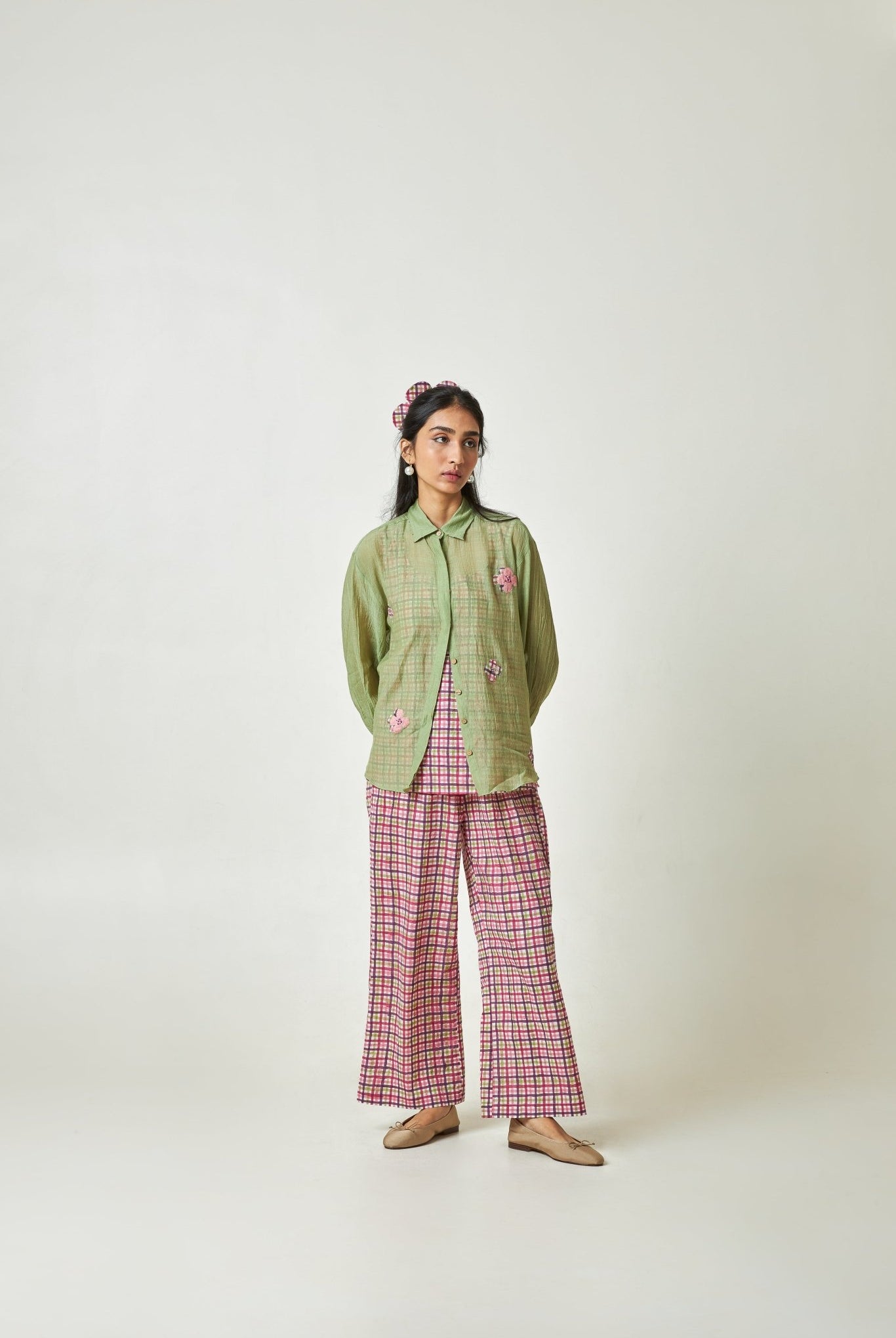 Pistachio Embroidered Shirt - CiceroniShirtPants and Pajamas