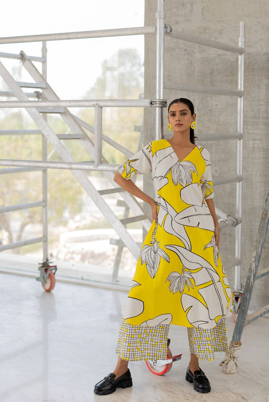 Plantain Orchard Kurta and Checks Palazzo Set - RTS - CiceroniKurta Set, Everyday WearSilai Studio