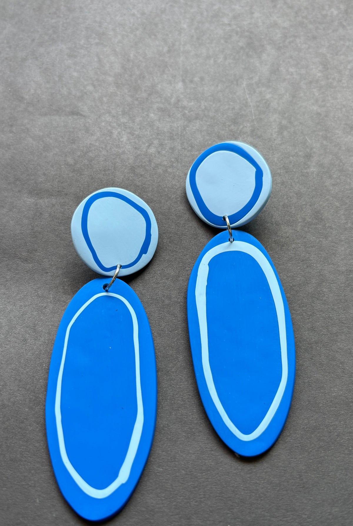 Playful Oval - Cobalt and Pale Blue - CiceroniEarringsColoured Ears