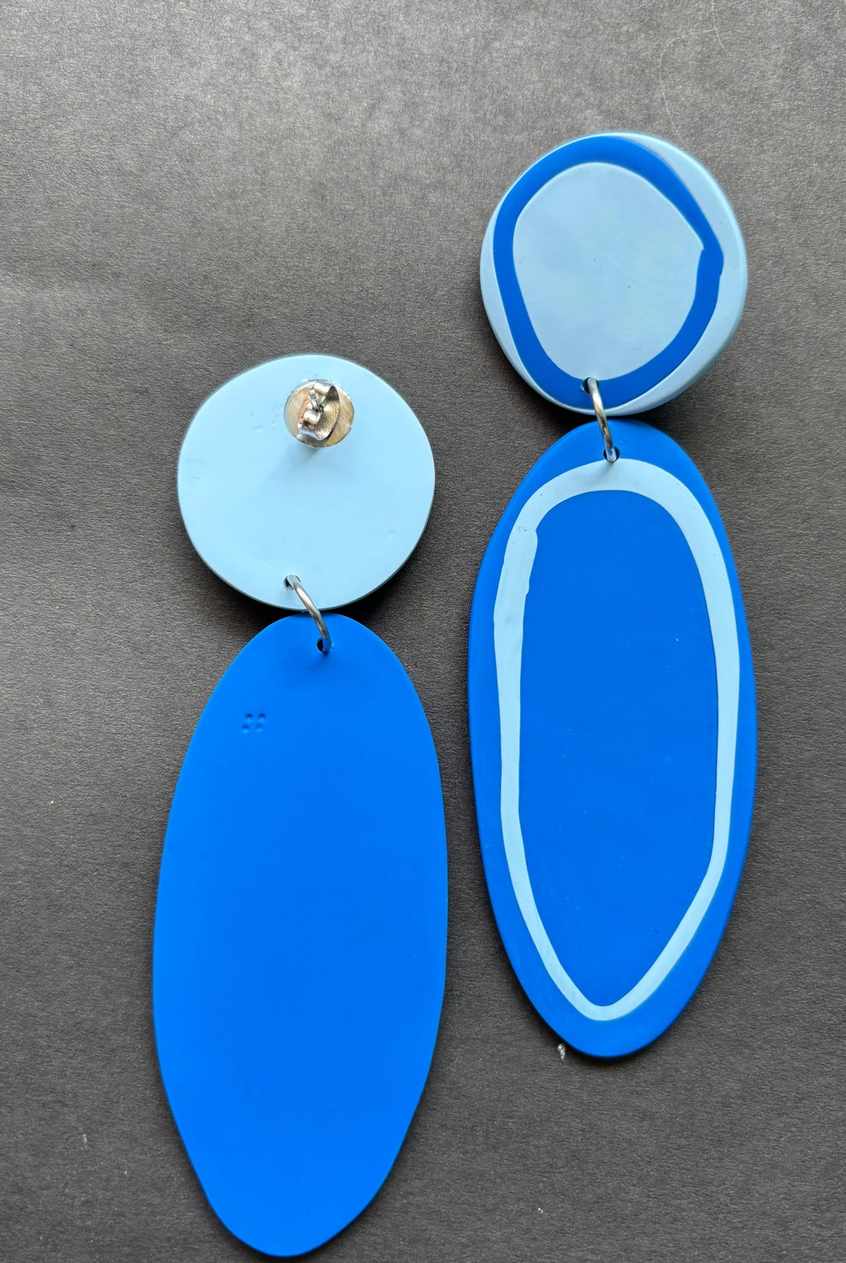 Playful Oval - Cobalt and Pale Blue - CiceroniEarringsColoured Ears