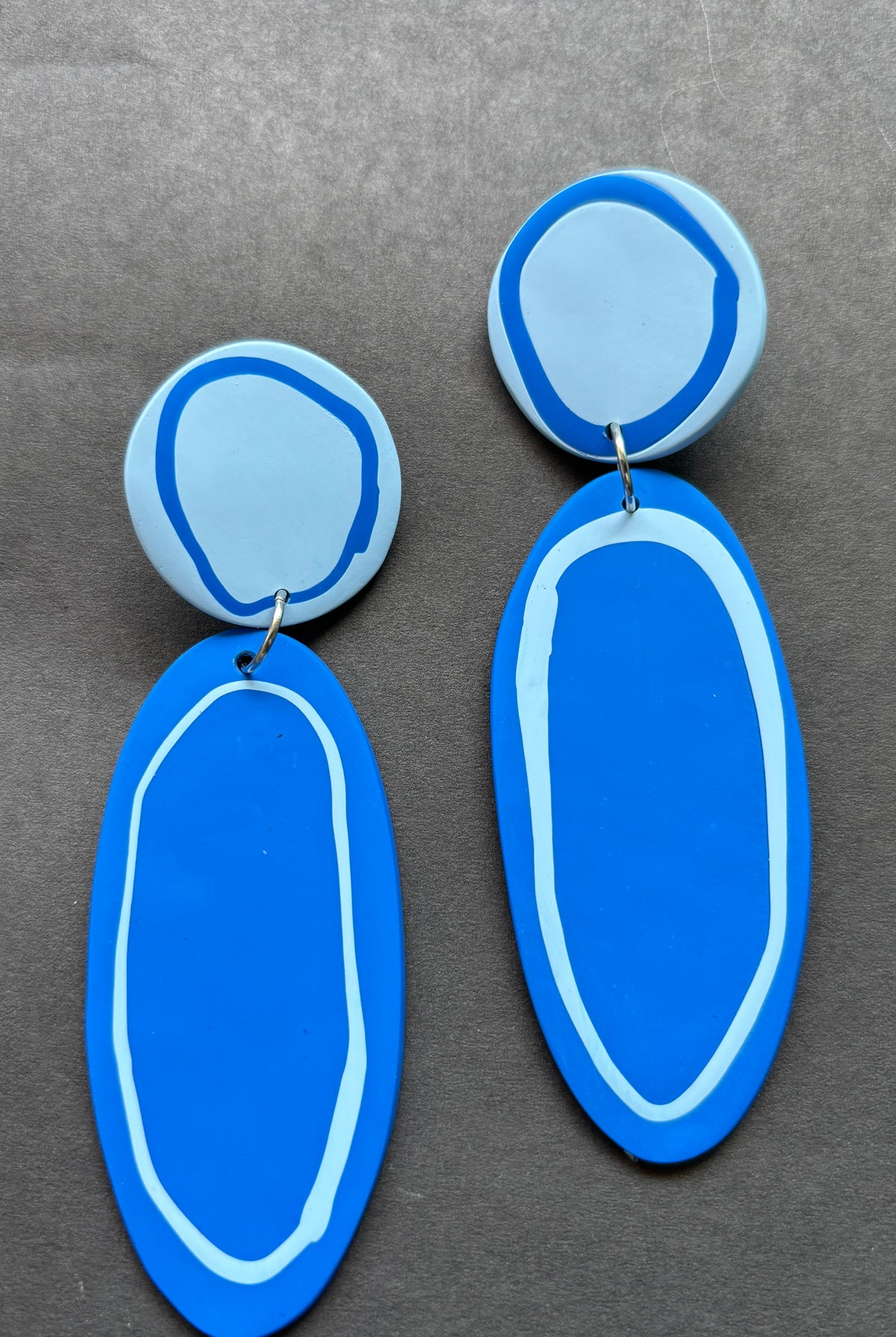 Playful Oval - Cobalt and Pale Blue - CiceroniEarringsColoured Ears