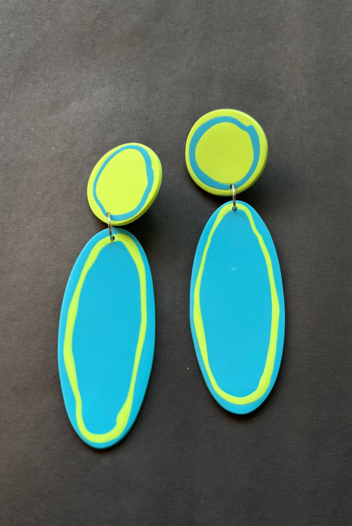 Playful Oval - Pistachio and Sky Blue - CiceroniEarringsColoured Ears
