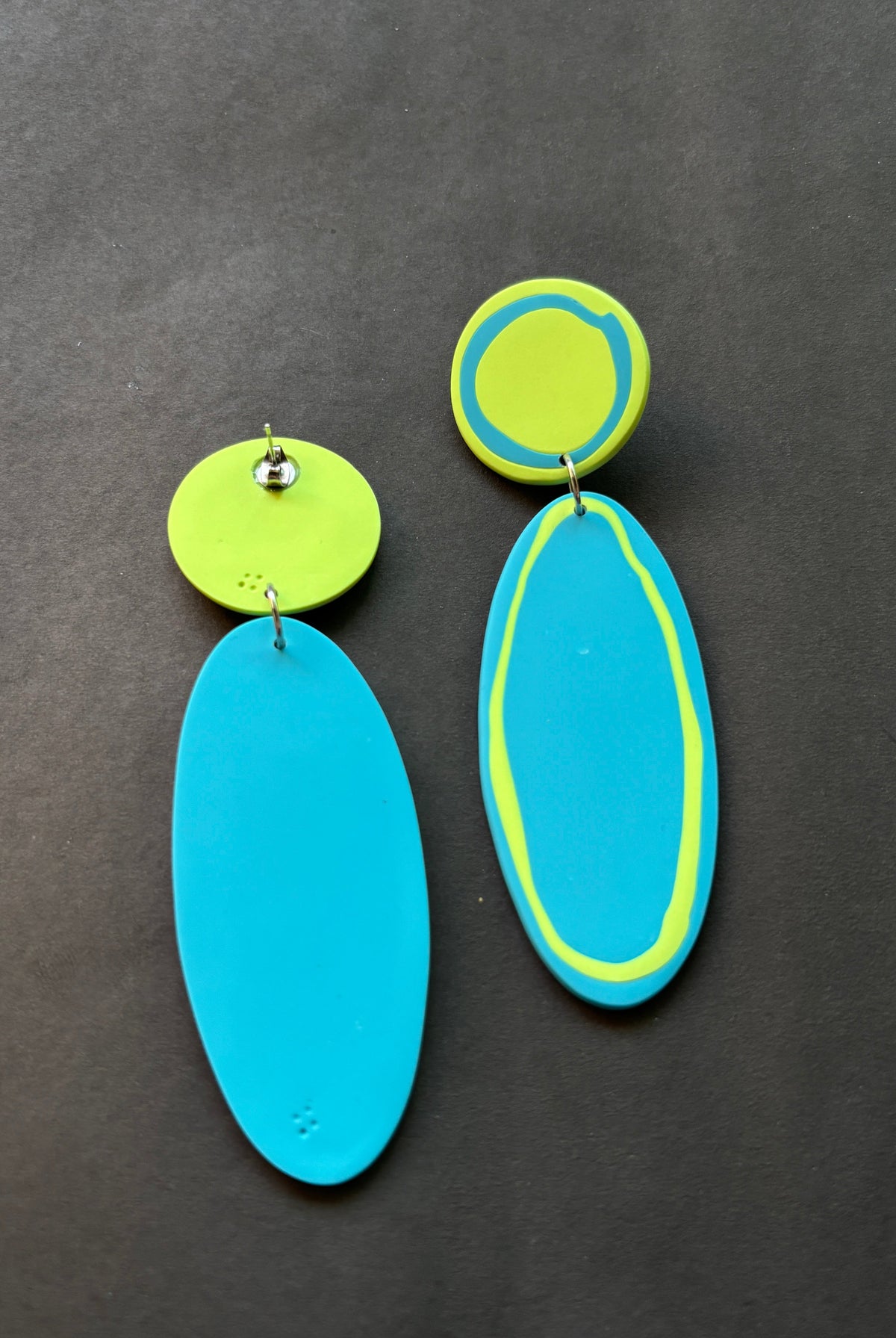 Playful Oval - Pistachio and Sky Blue - CiceroniEarringsColoured Ears