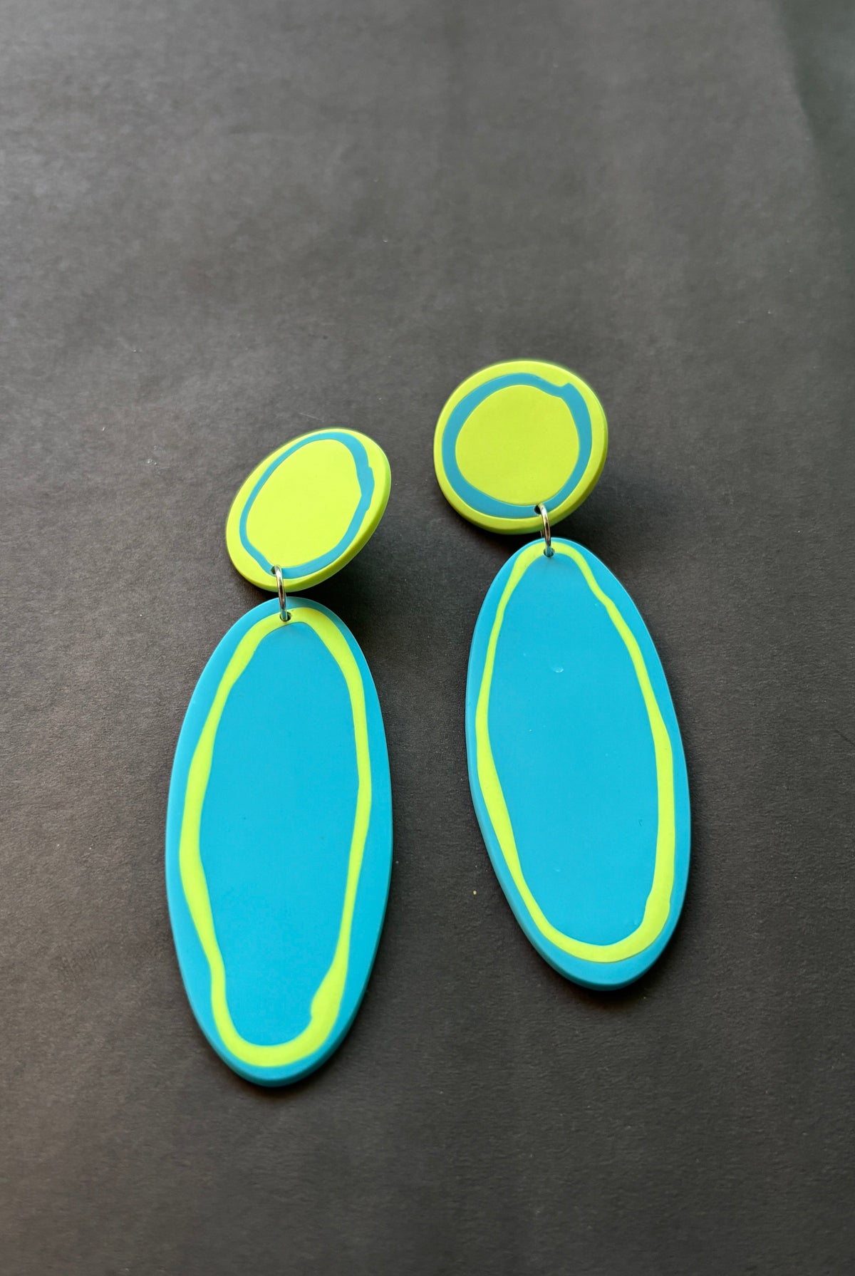 Playful Oval - Pistachio and Sky Blue - CiceroniEarringsColoured Ears