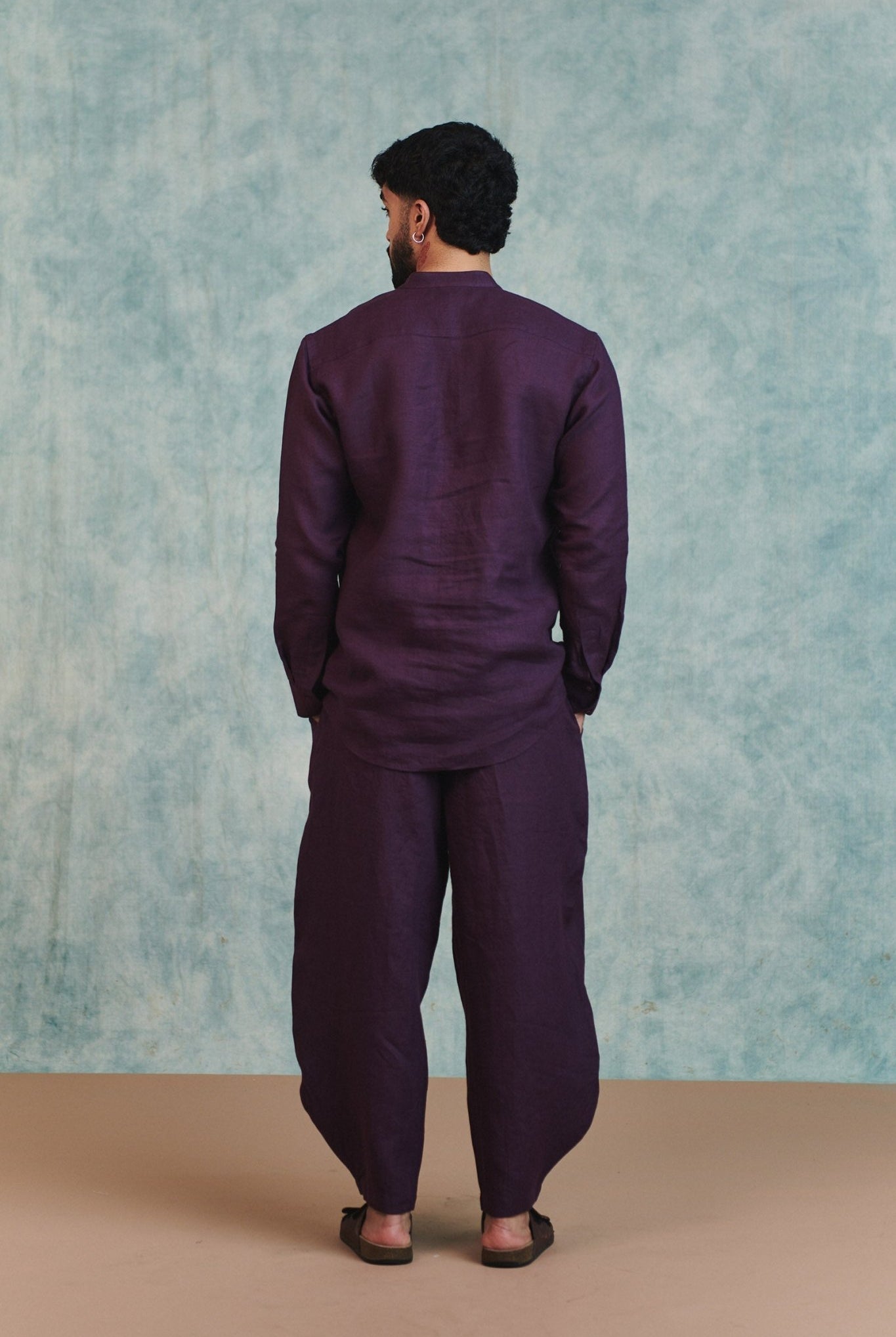 Plum Linen Men's Barrel Pants - CiceroniPantsSaphed
