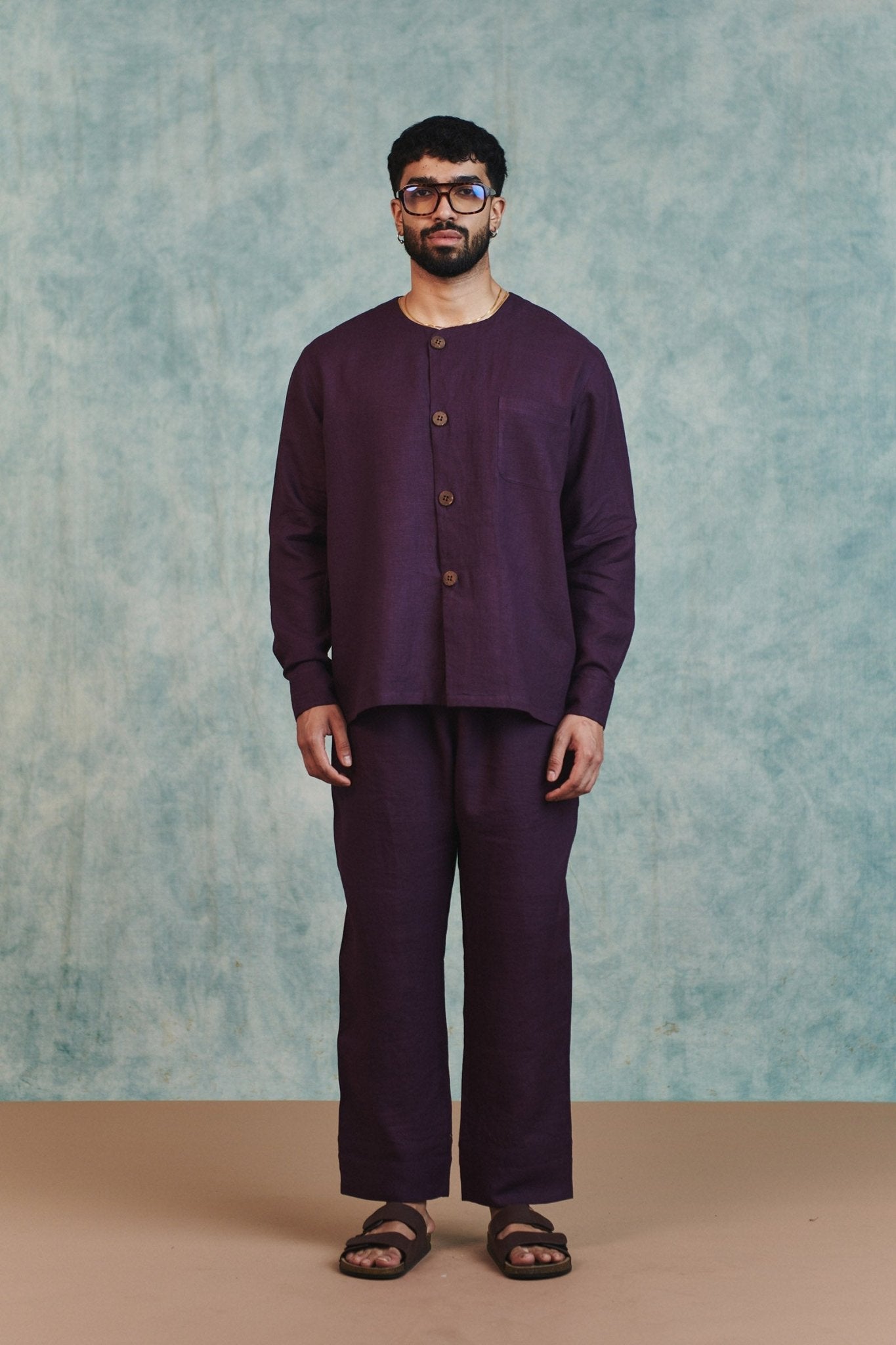 Plum Linen Men's Lounge Pants - CiceroniPantsSaphed