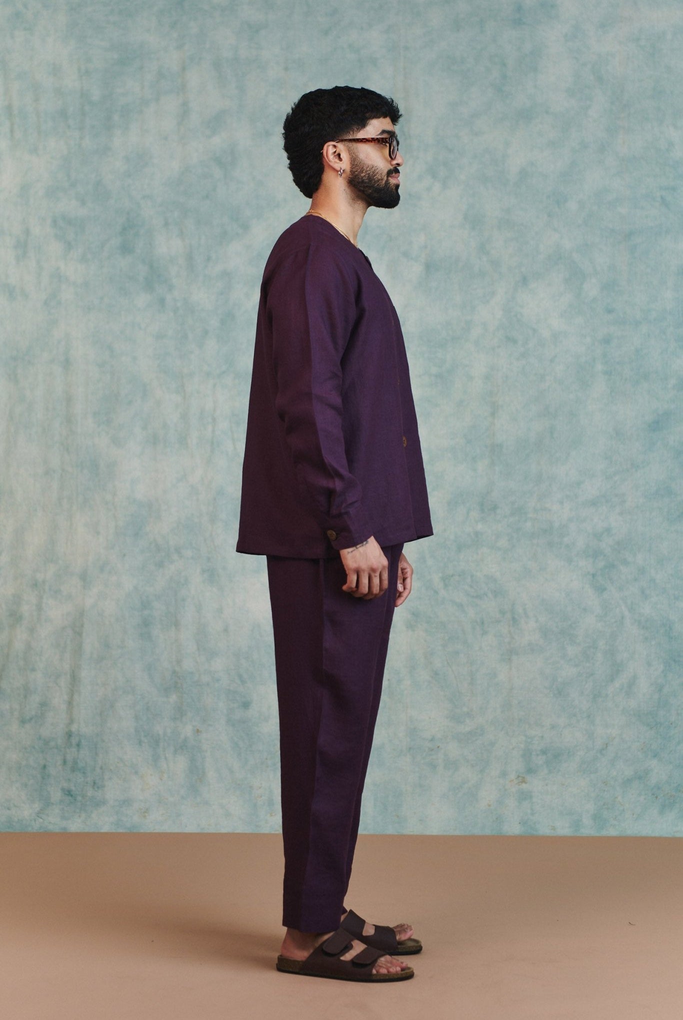 Plum Linen Men's Lounge Pants - CiceroniPantsSaphed