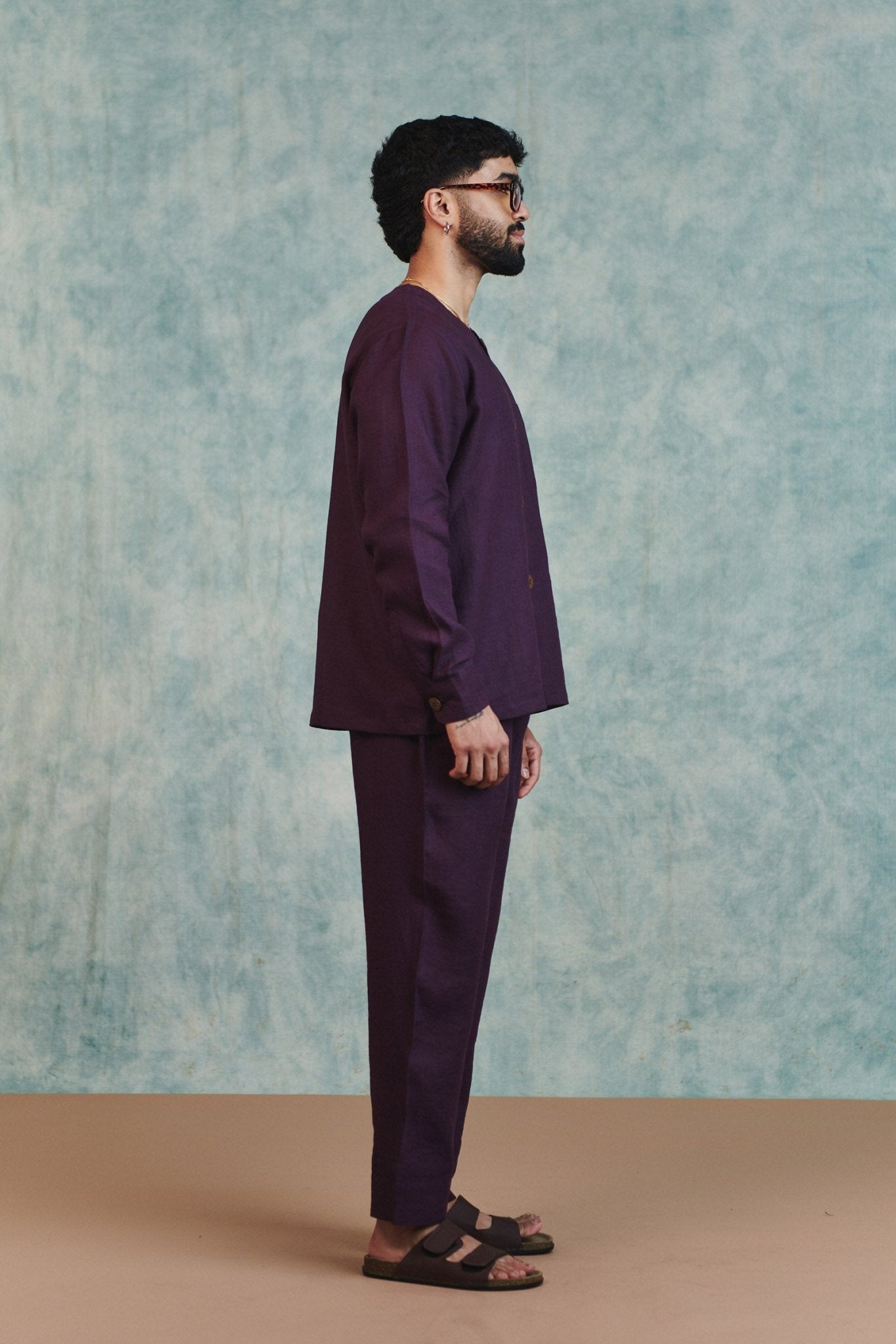 Plum Linen Men's Lounge Pants - CiceroniPantsSaphed