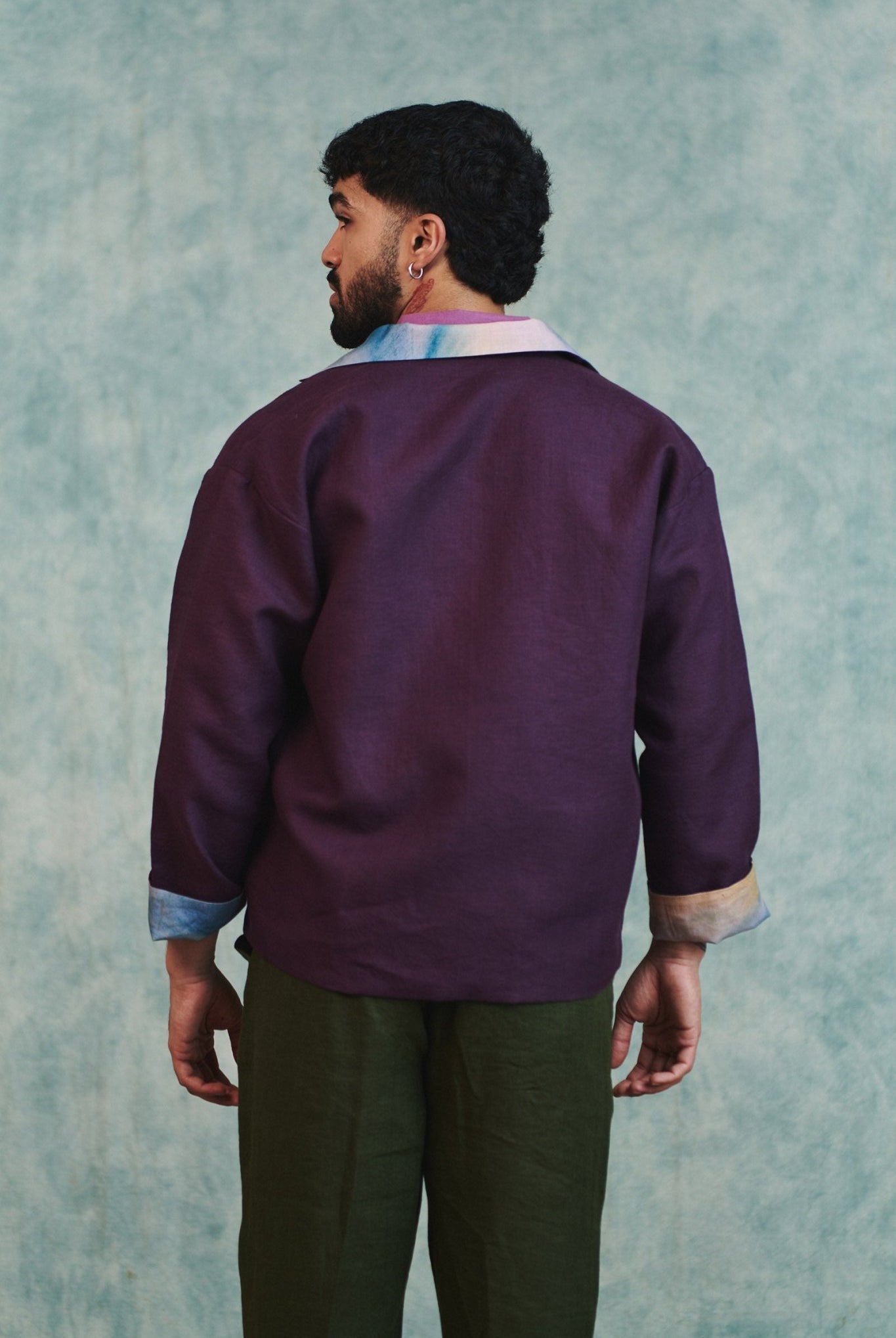 Plum Linen Unisex Open Jacket - CiceroniJacketsSaphed