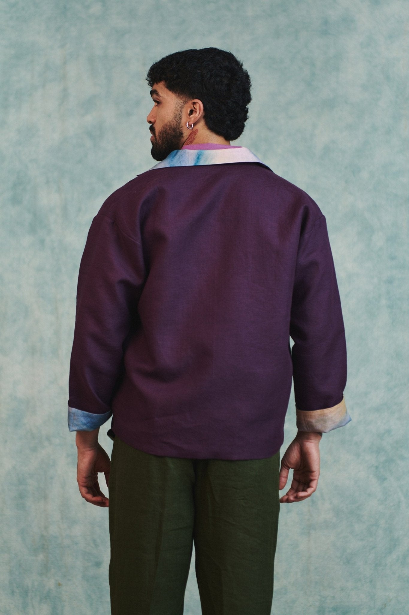 Plum Linen Unisex Open Jacket - CiceroniJacketsSaphed