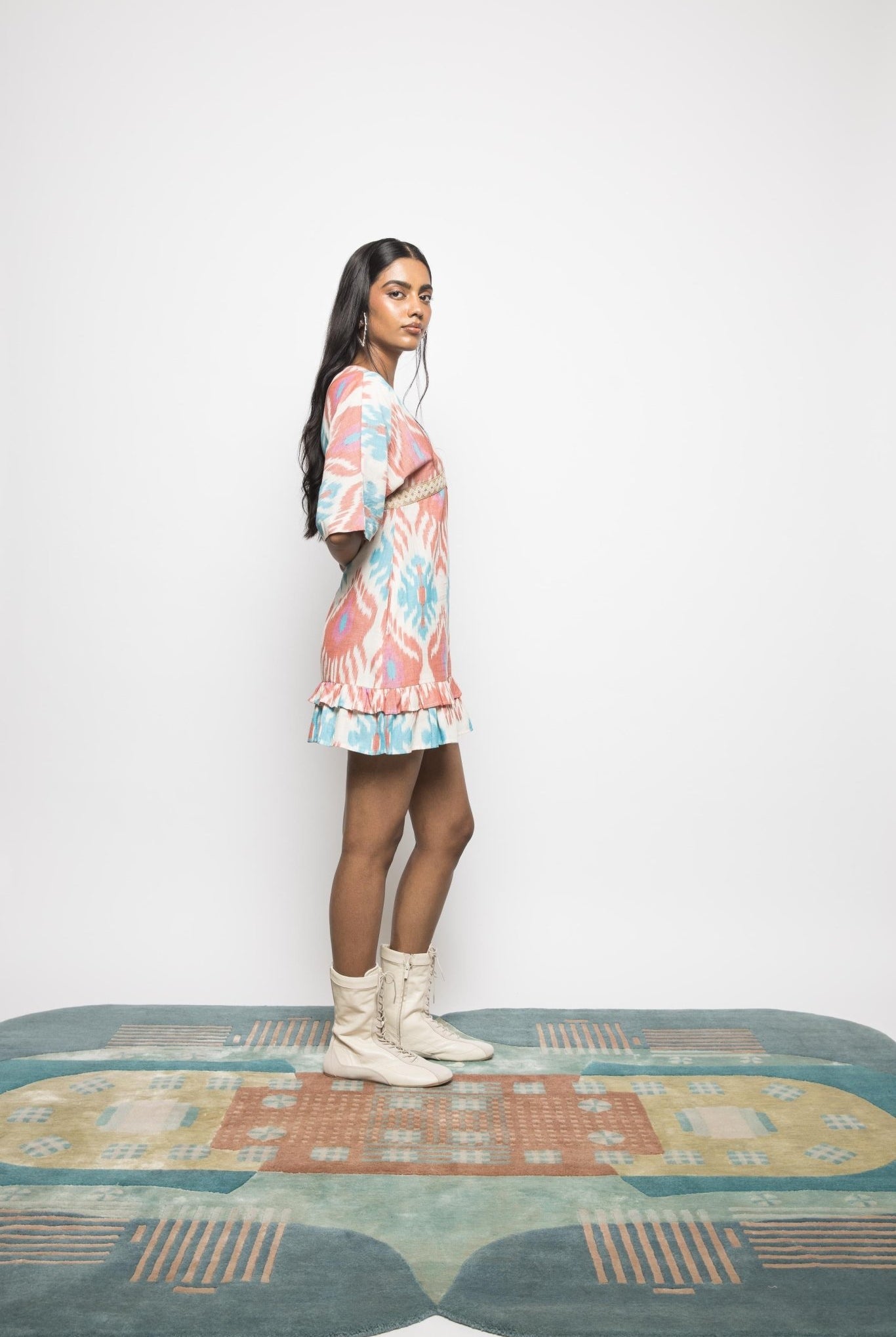 Plunge Neck Ruffle Mini Dress - CiceroniDressesAnushé Pirani