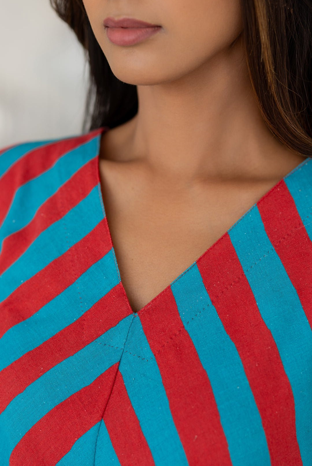 Poppy and Blue Stripe Kurta Set - CiceroniKurta Set, Everyday WearSilai Studio