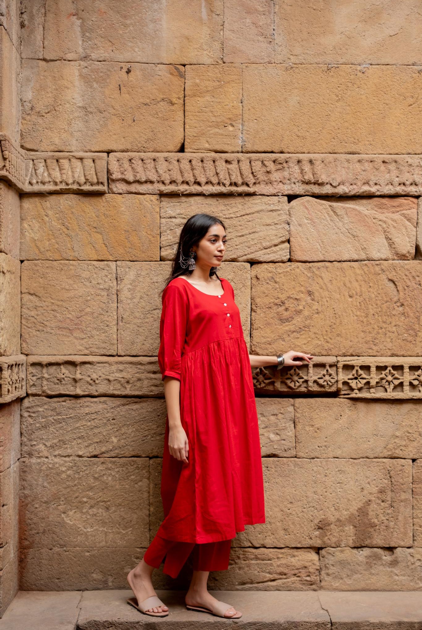 Poppy Red Kurta Set - CiceroniKurta SetMaidaan