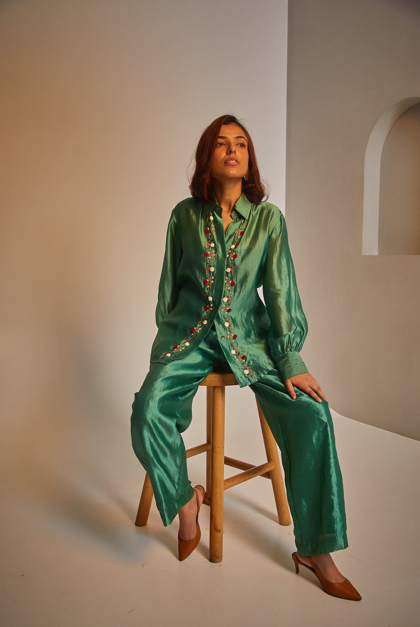 Poppy Silk Set - Green - CiceroniCo - ord SetAmbrosia