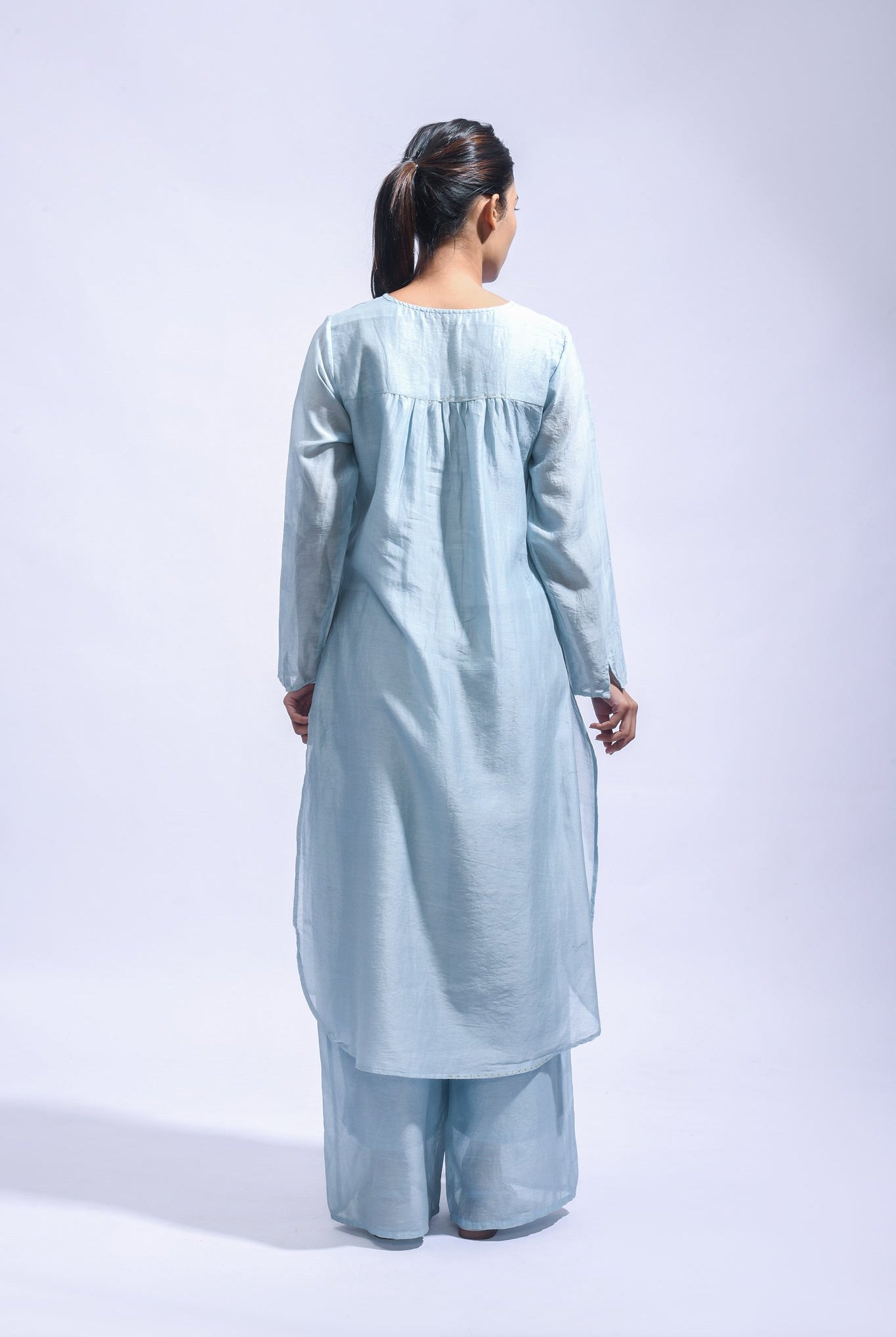 Powder Blue Silk Set - CiceroniKurta Set, Everyday WearJayati Goenka