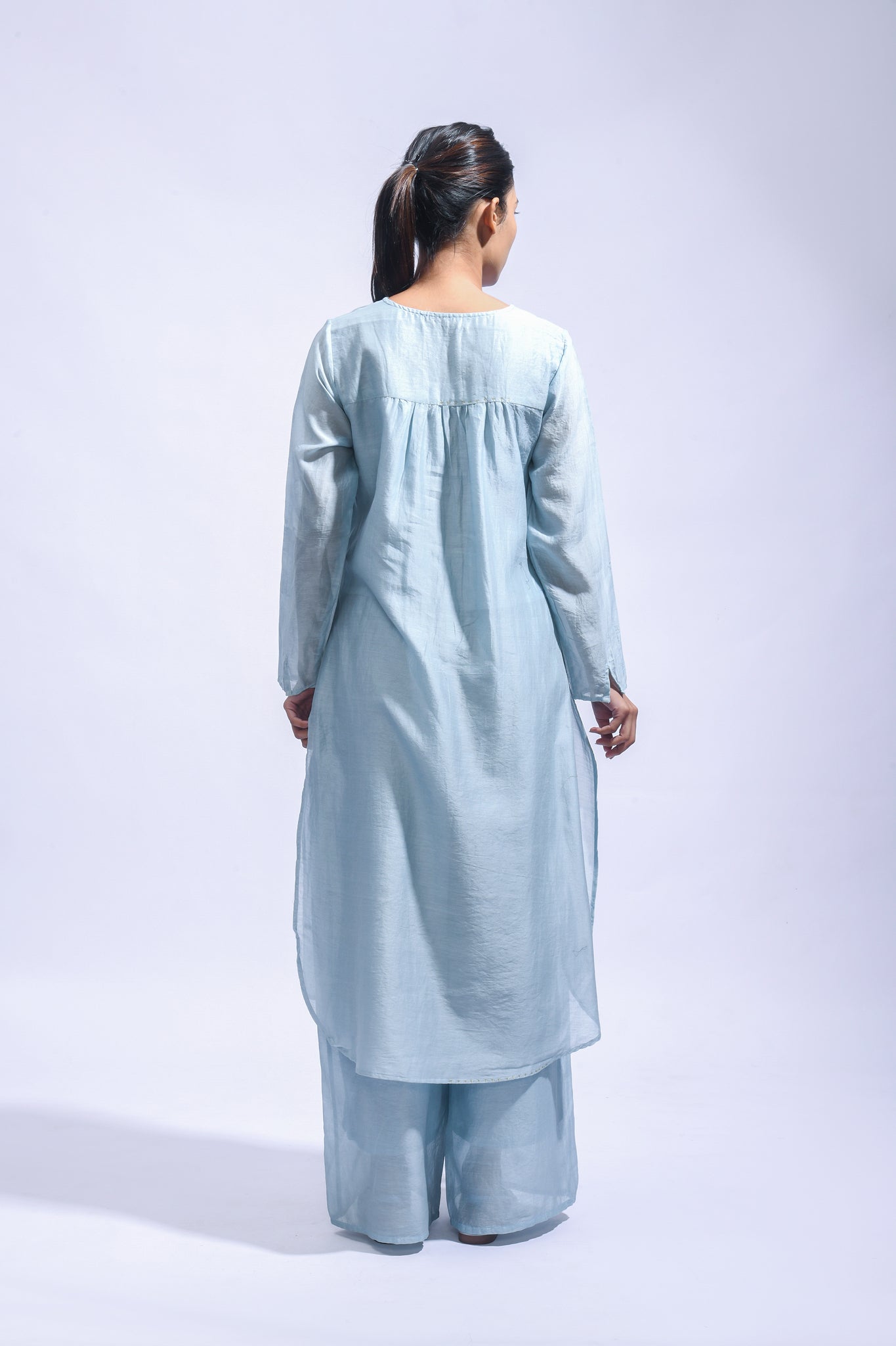 Powder Blue Silk Set - CiceroniKurta Set, Everyday WearJayati Goenka